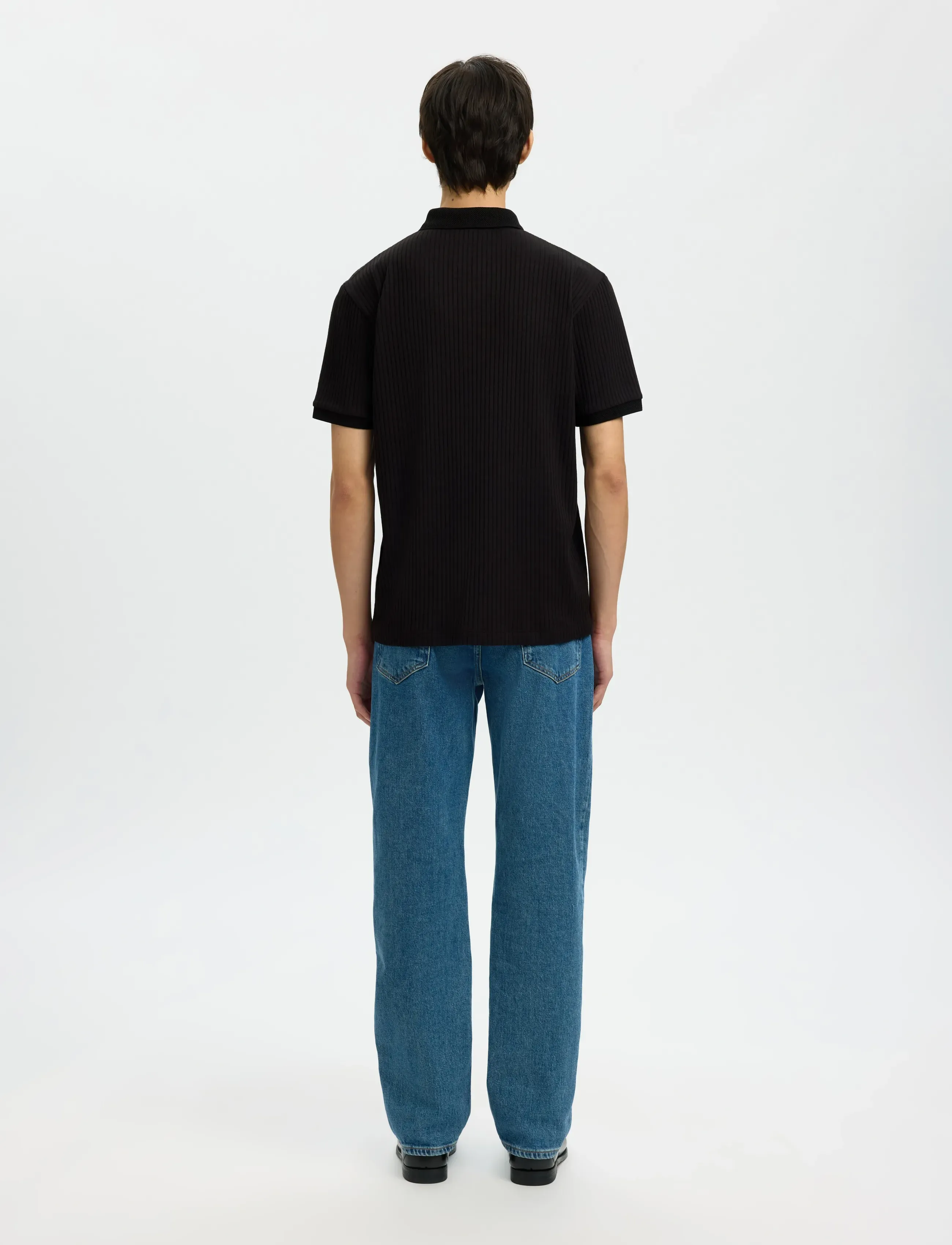 Selected - SLHFAVE STRUCTURE SS POLO NOOS - knitted polos - black - 2