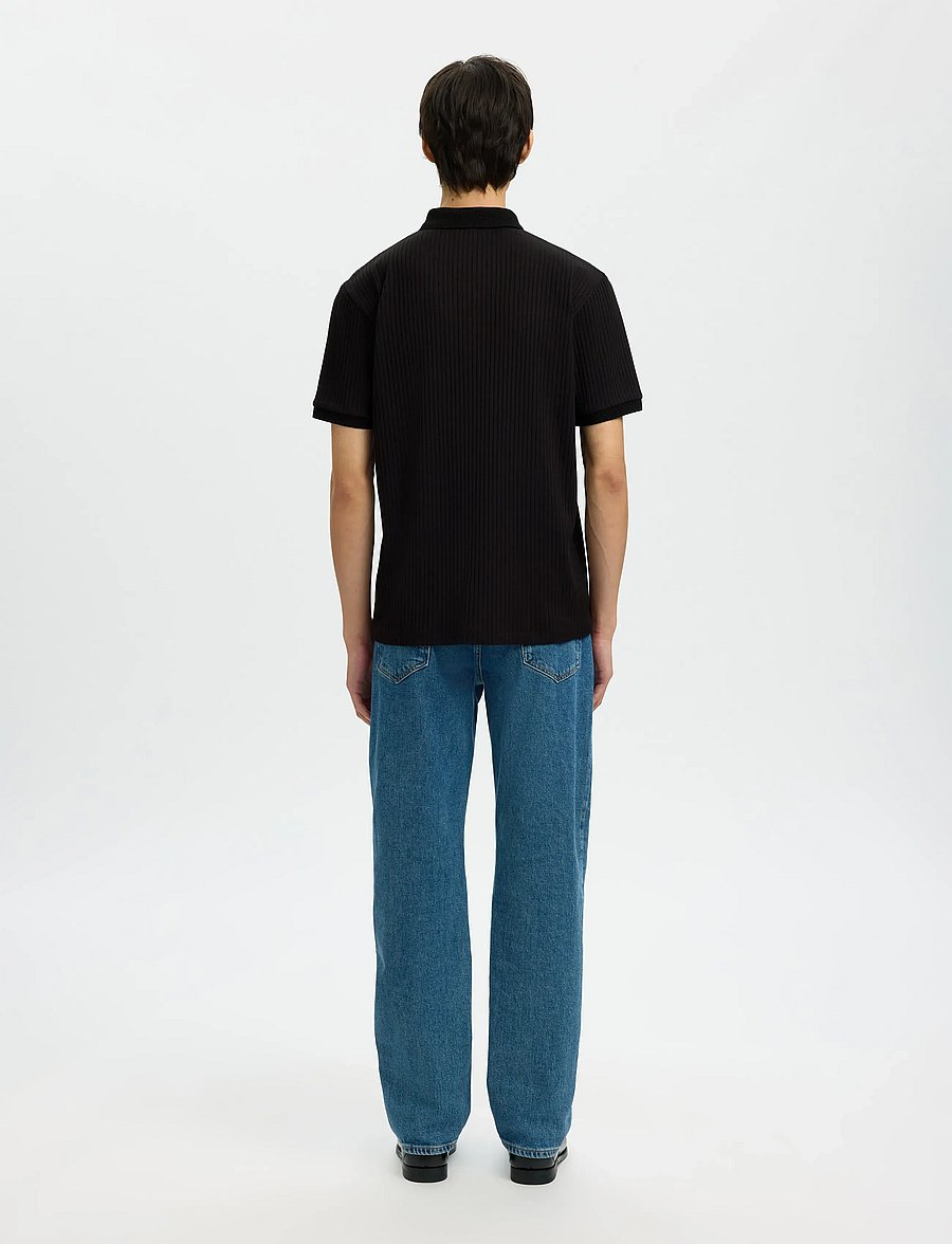 Selected - SLHFAVE STRUCTURE SS POLO NOOS - dzianinowe bluzki polo - black - 2