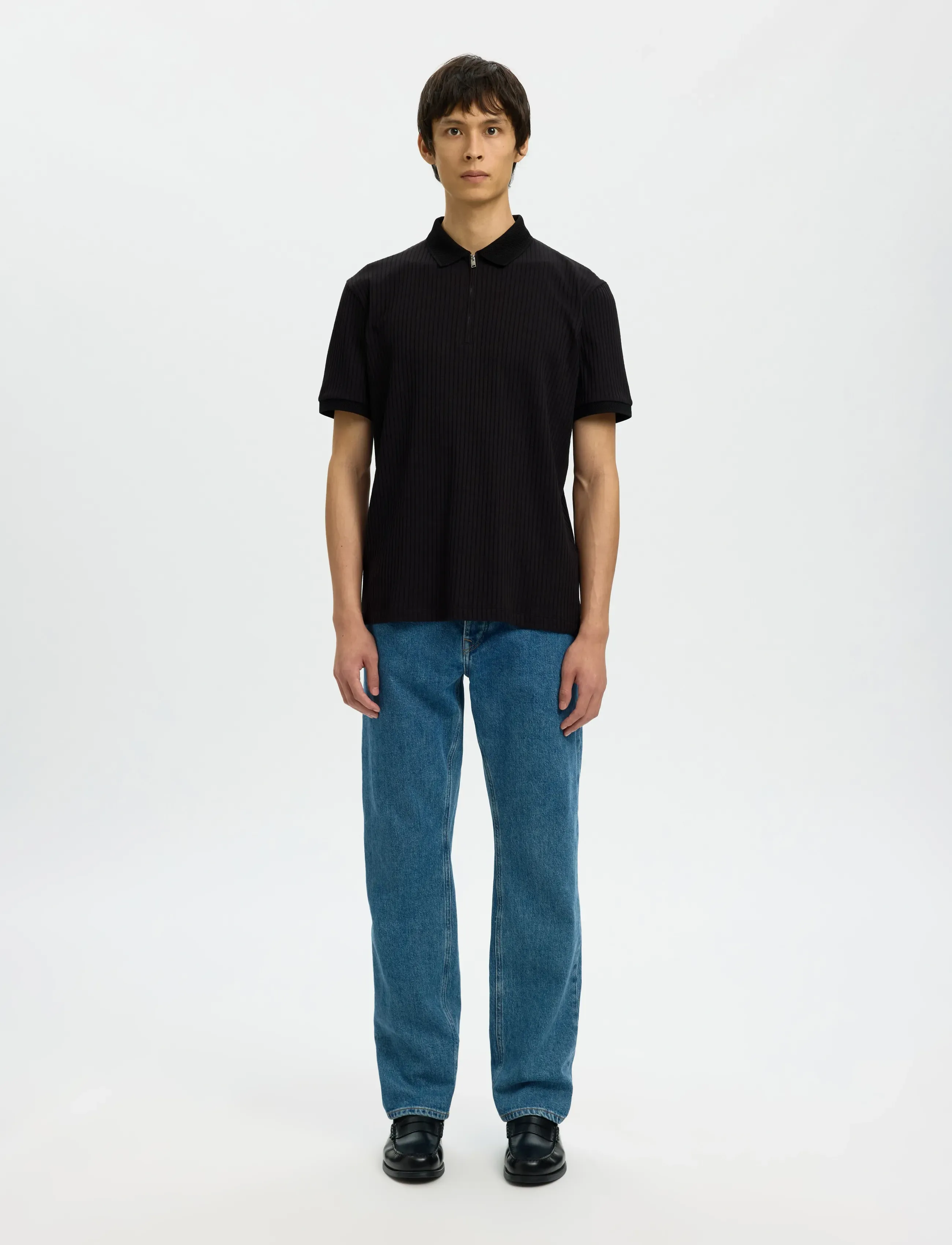 Selected - SLHFAVE STRUCTURE SS POLO NOOS - knitted polos - black - 3
