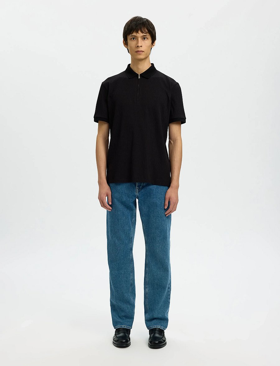 Selected - SLHFAVE STRUCTURE SS POLO NOOS - dzianinowe bluzki polo - black - 3