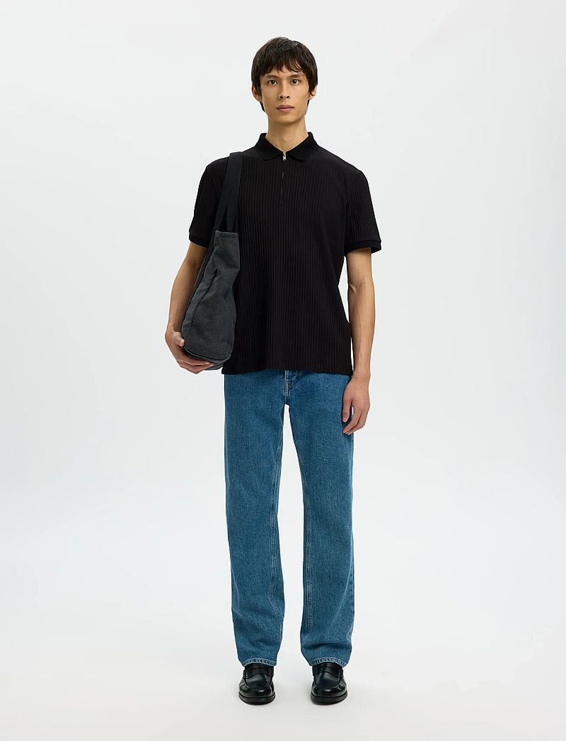 Selected - SLMFAVE STRUCTURE SS POLO NOOS - polostrik - black - 4