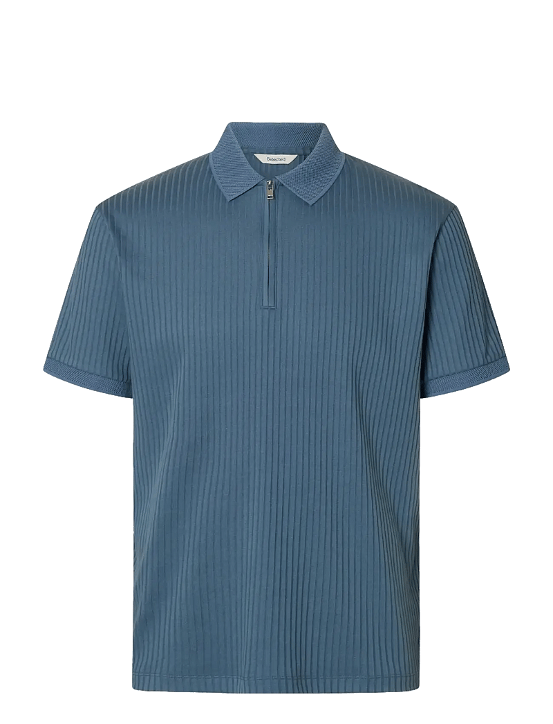Selected - SLMFAVE STRUCTURE SS POLO NOOS - polostrik - blue mirage - 1