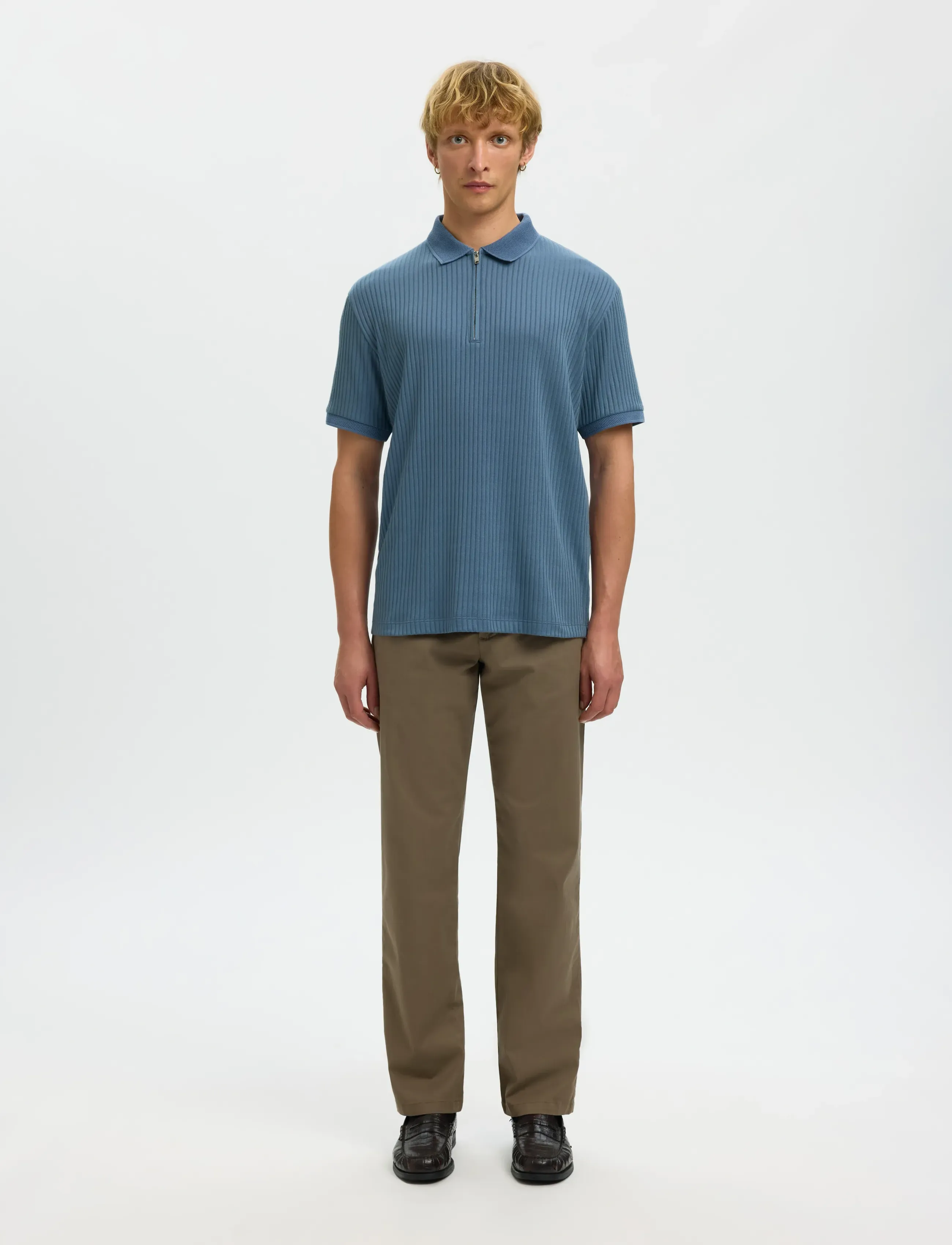 Selected - SLHFAVE STRUCTURE SS POLO NOOS - knitted polos - blue mirage - 3