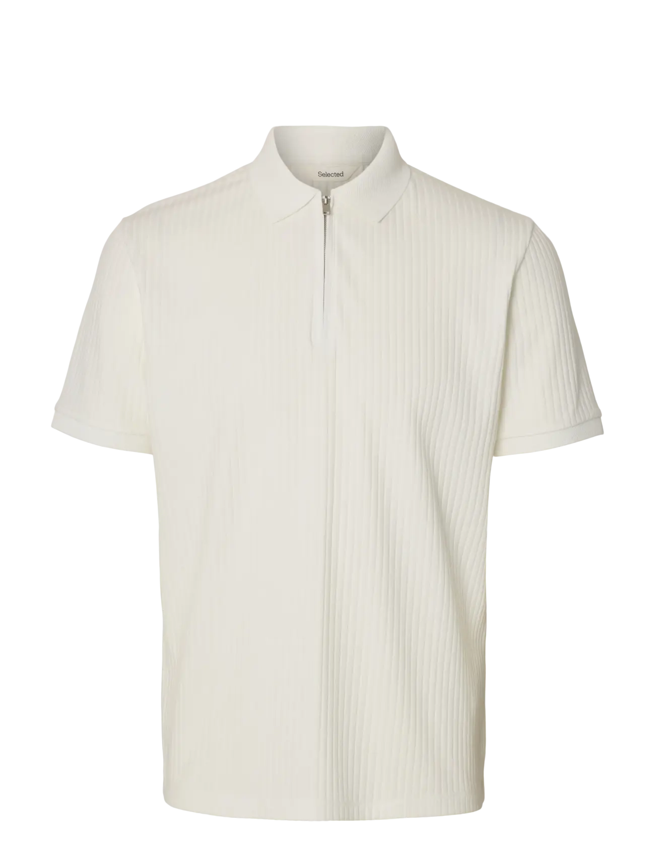 Selected SLHFAVE STRUCTURE SS POLO NOOS - Strickmode - CLOUD DANCER / cream