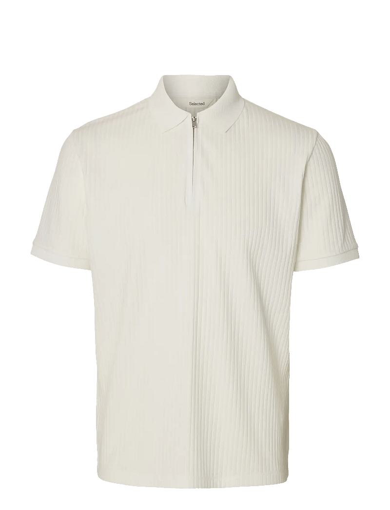 Selected - SLMFAVE STRUCTURE SS POLO NOOS - polostrik - cloud dancer - 1