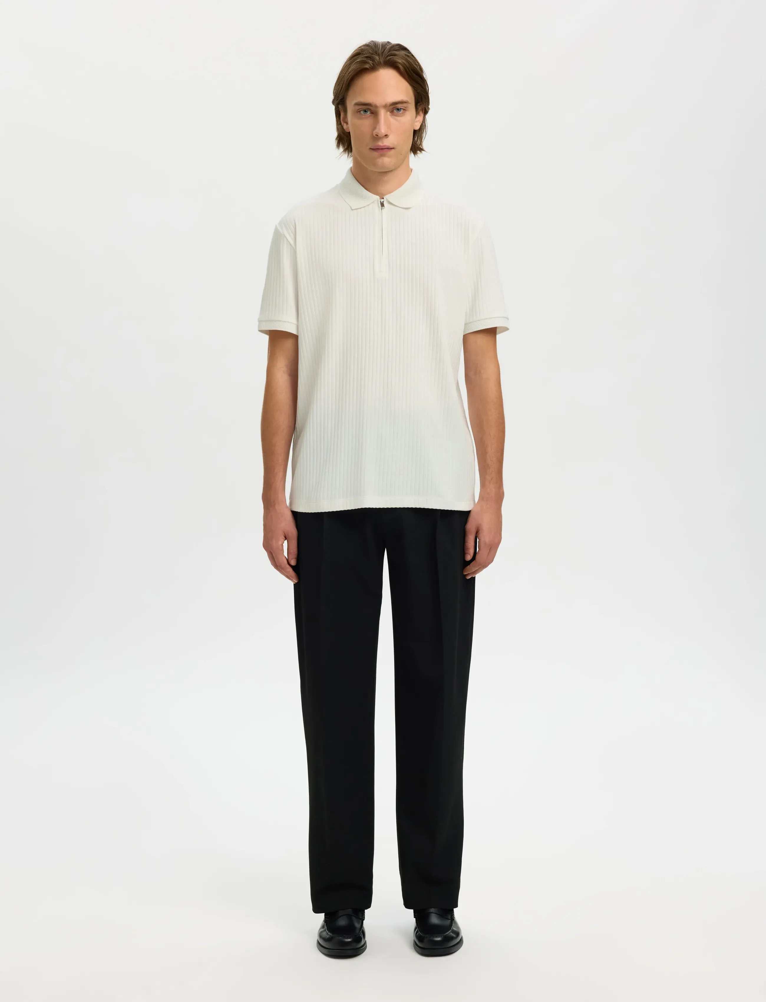 Selected - SLHFAVE STRUCTURE SS POLO NOOS - gestrickte polohemden - cloud dancer - 3