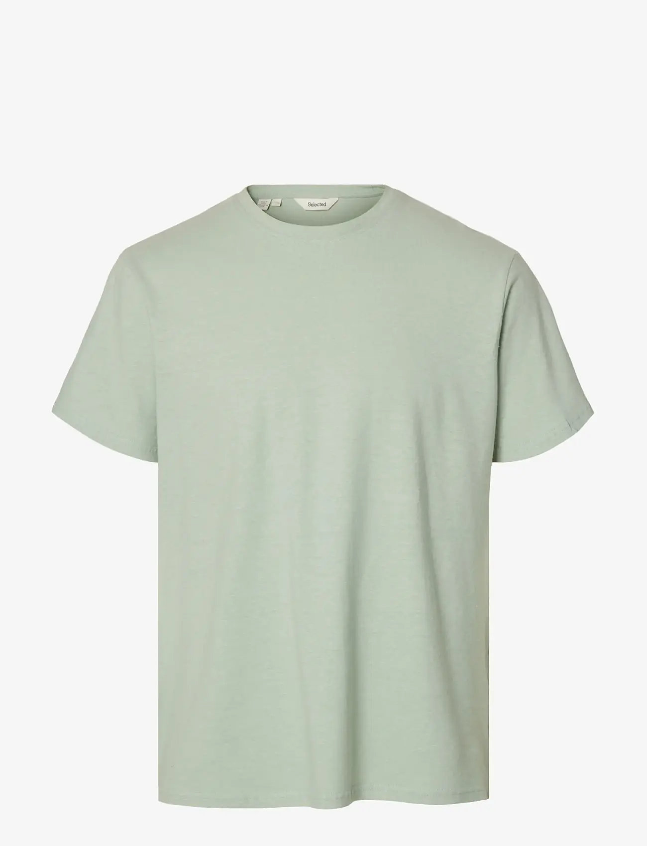 Selected - SLHADAM LINEN BLEND SS TEE NOOS - kurzärmelig - aqua gray - 1