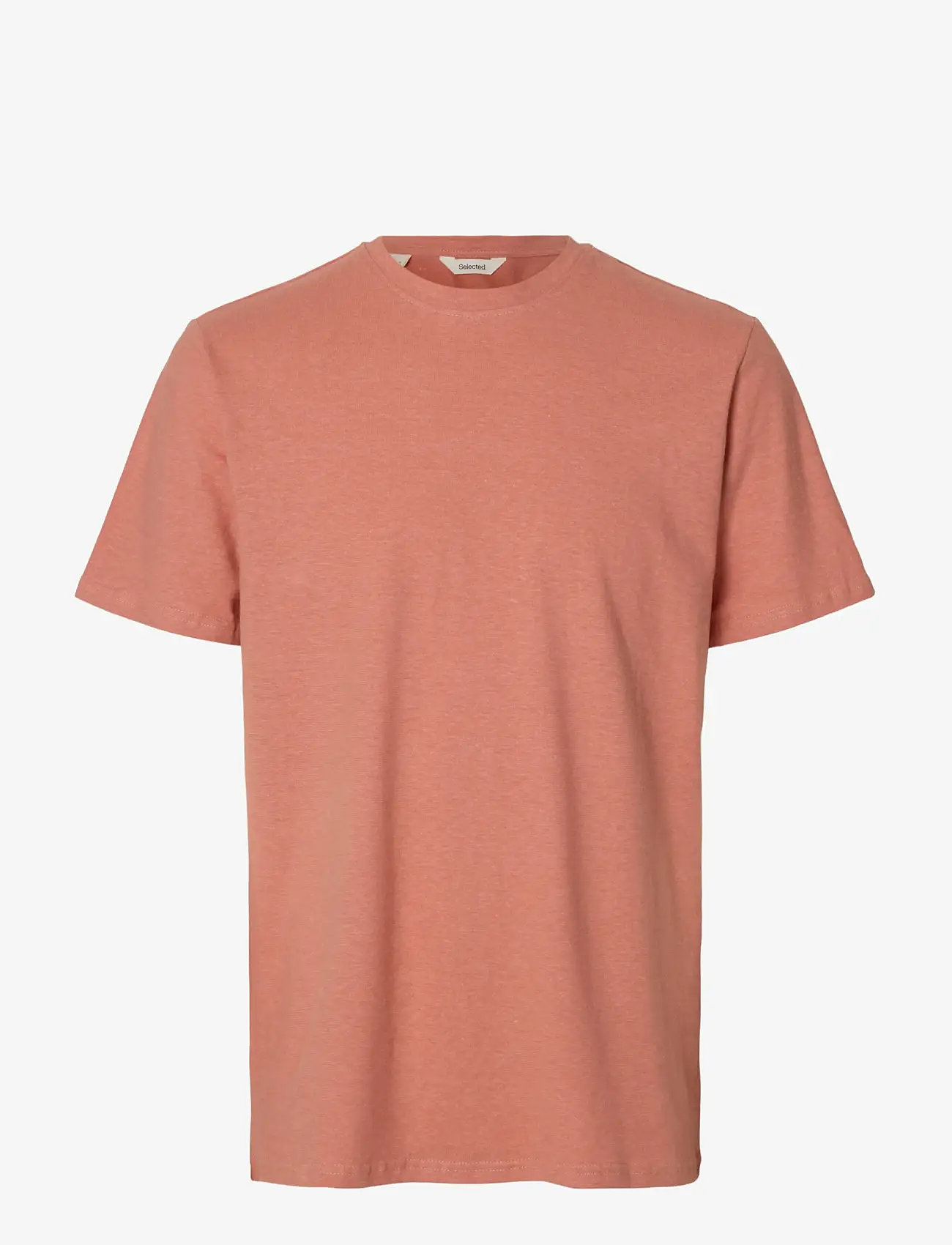Selected - SLHADAM LINEN BLEND SS TEE NOOS - kortærmede t-shirts - rose dawn - 1