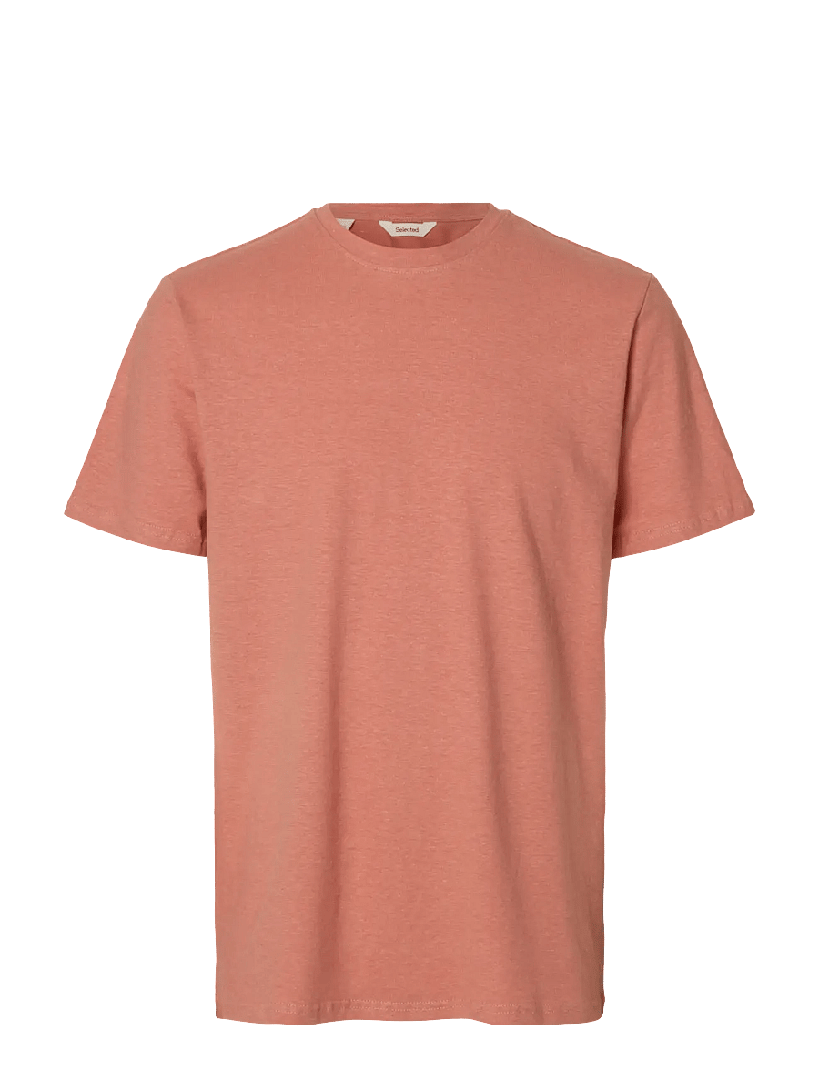 Selected - SLHADAM LINEN BLEND SS TEE NOOS - kurzärmelige t-shirts - rose dawn - 1