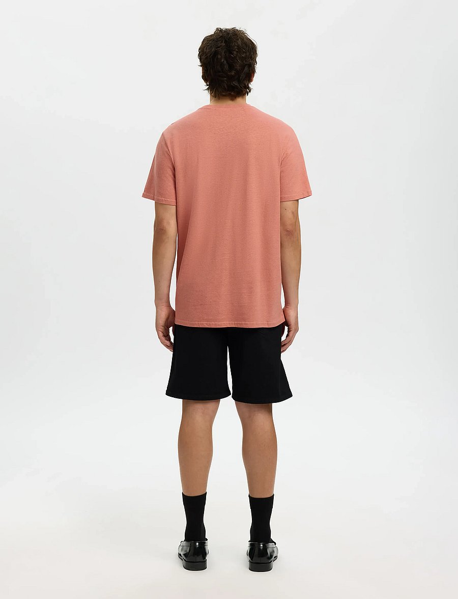 Selected - SLHADAM LINEN BLEND SS TEE NOOS - kurzärmelige t-shirts - rose dawn - 2