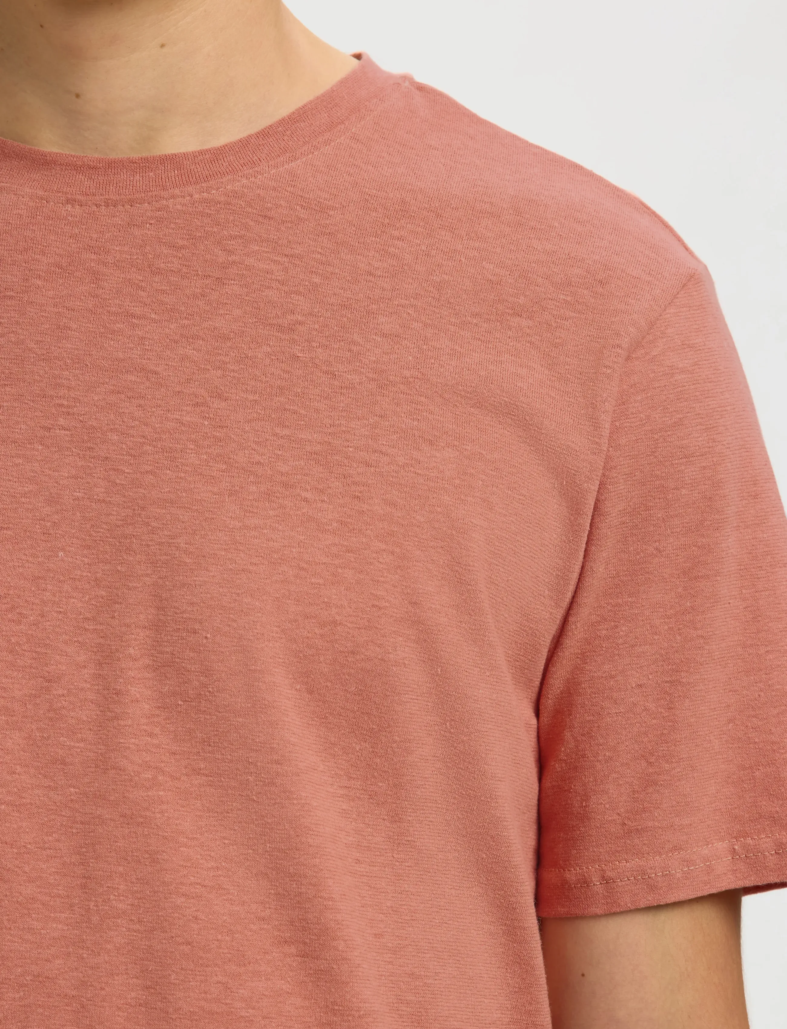 Selected - SLHADAM LINEN BLEND SS TEE NOOS - lühikeste varrukatega t-särgid - rose dawn - 4