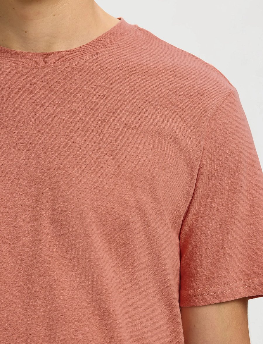 Selected - SLHADAM LINEN BLEND SS TEE NOOS - kurzärmelige t-shirts - rose dawn - 4