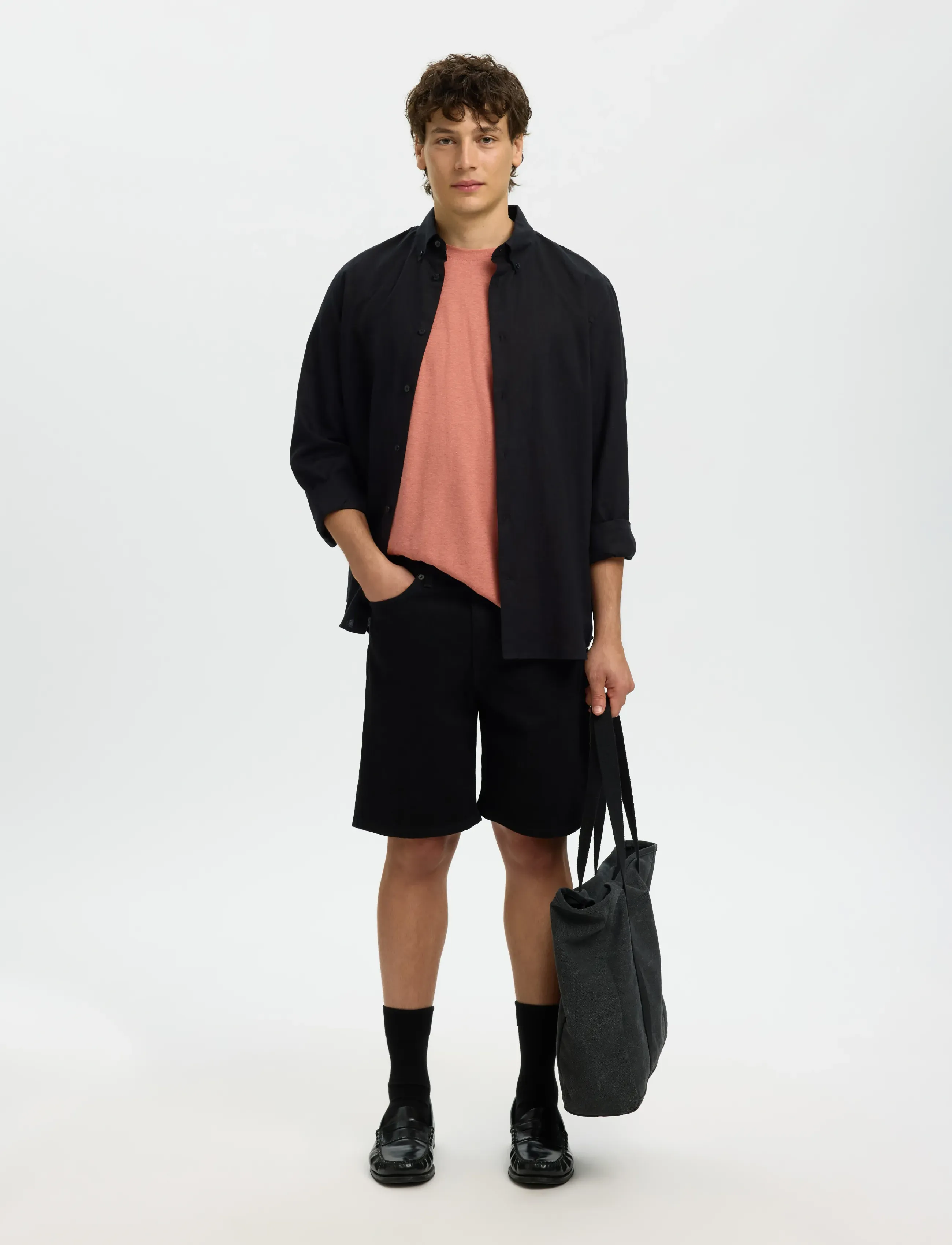 Selected - SLHADAM LINEN BLEND SS TEE NOOS - lühikeste varrukatega t-särgid - rose dawn - 5