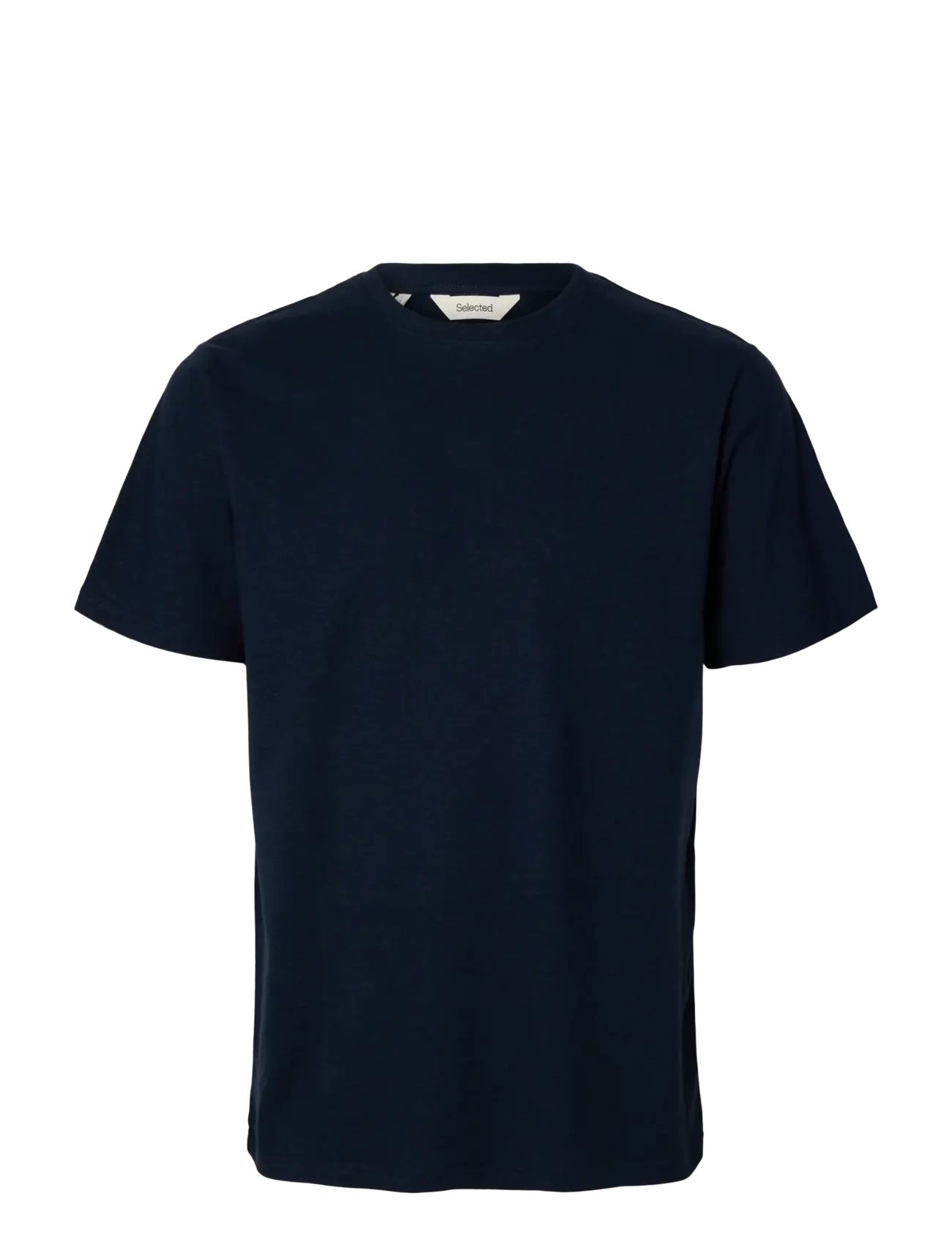 Selected SLHADAM LINEN BLEND SS TEE NOOS - T-shirts - SKY CAPTAIN / black
