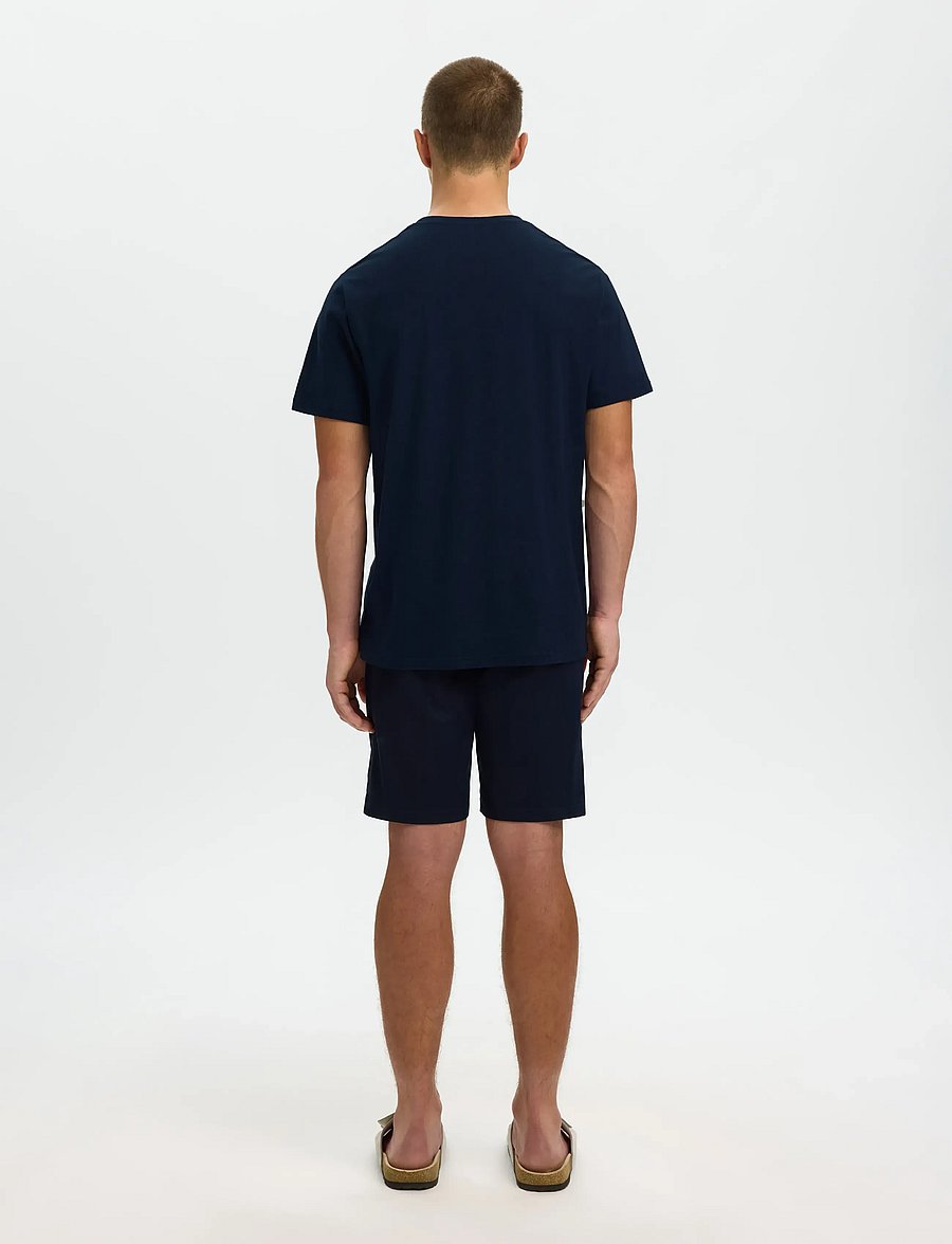 Selected - SLHADAM LINEN BLEND SS TEE NOOS - kurzärmelige t-shirts - sky captain - 2