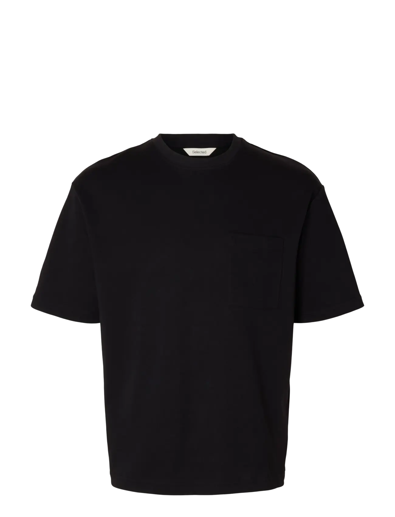 Selected SLHLOOSEOSCAR POCKET SS TEE NOOS - Selected - BLACK / black