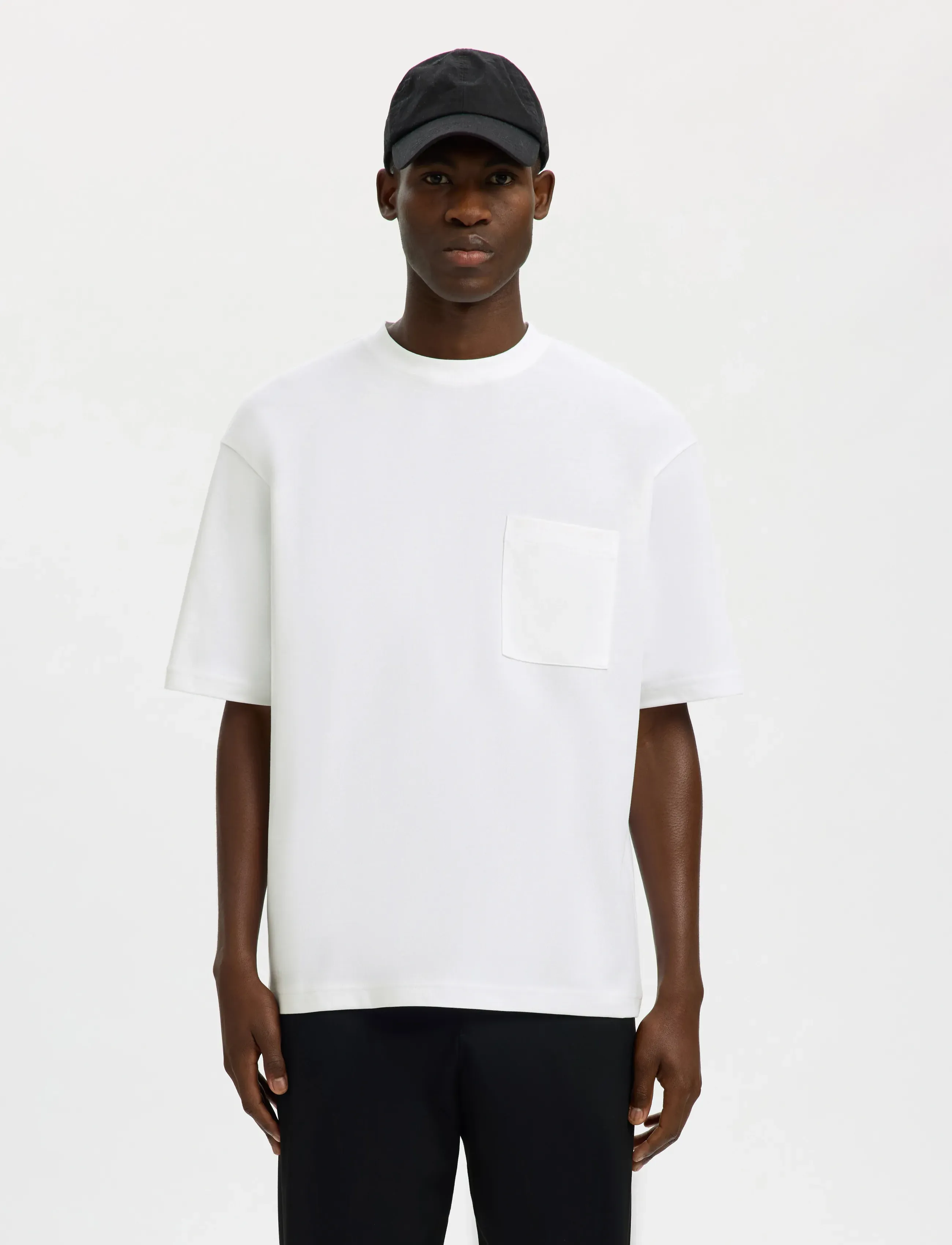 Selected SLHLOOSEOSCAR POCKET SS TEE NOOS - Bolir - BRIGHT WHITE / white
