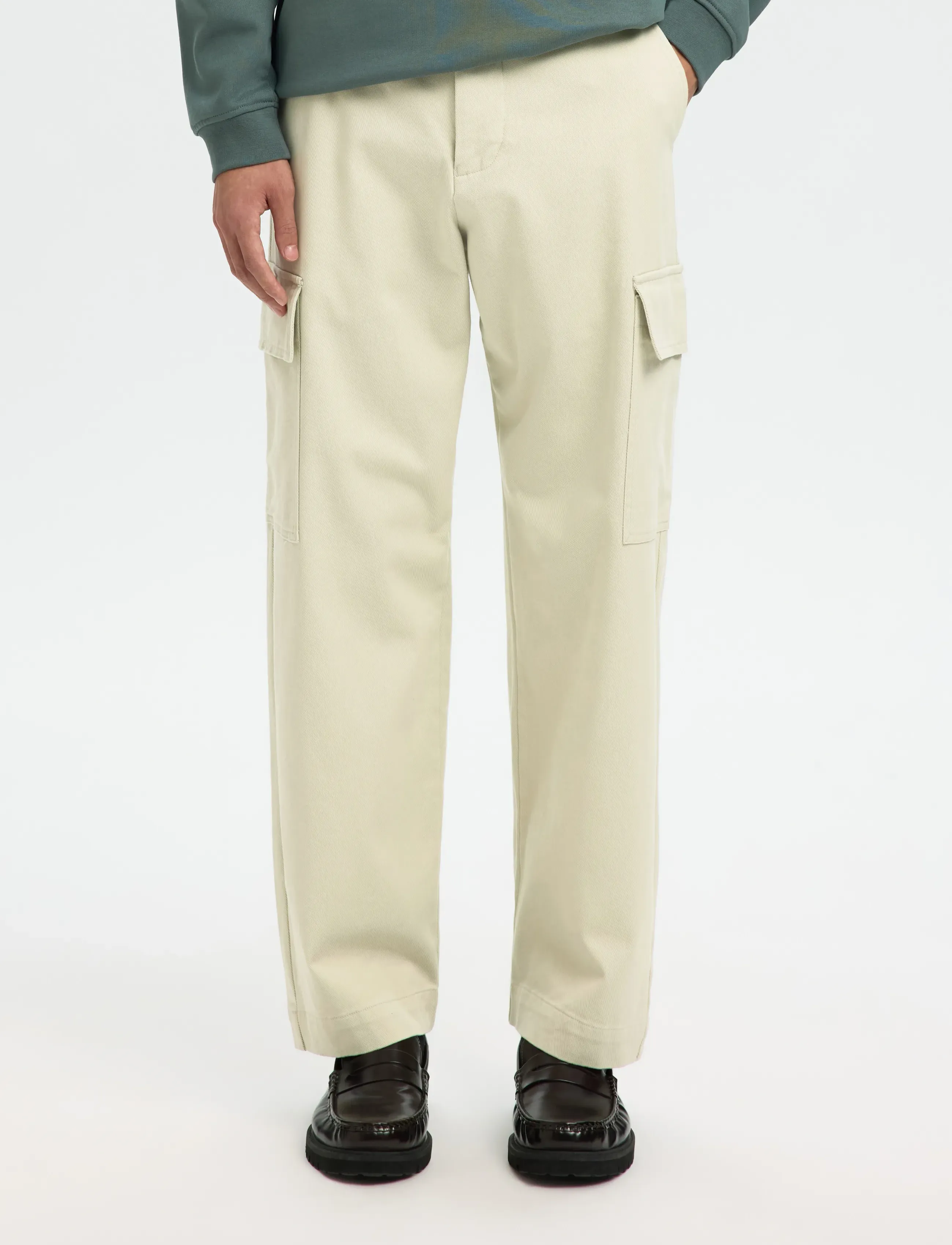 Selected Slh220-Loose Miles Comfort Cargo Pant, Mænd, Løse Cargo Bukser, Cream, Str: 34 x 34