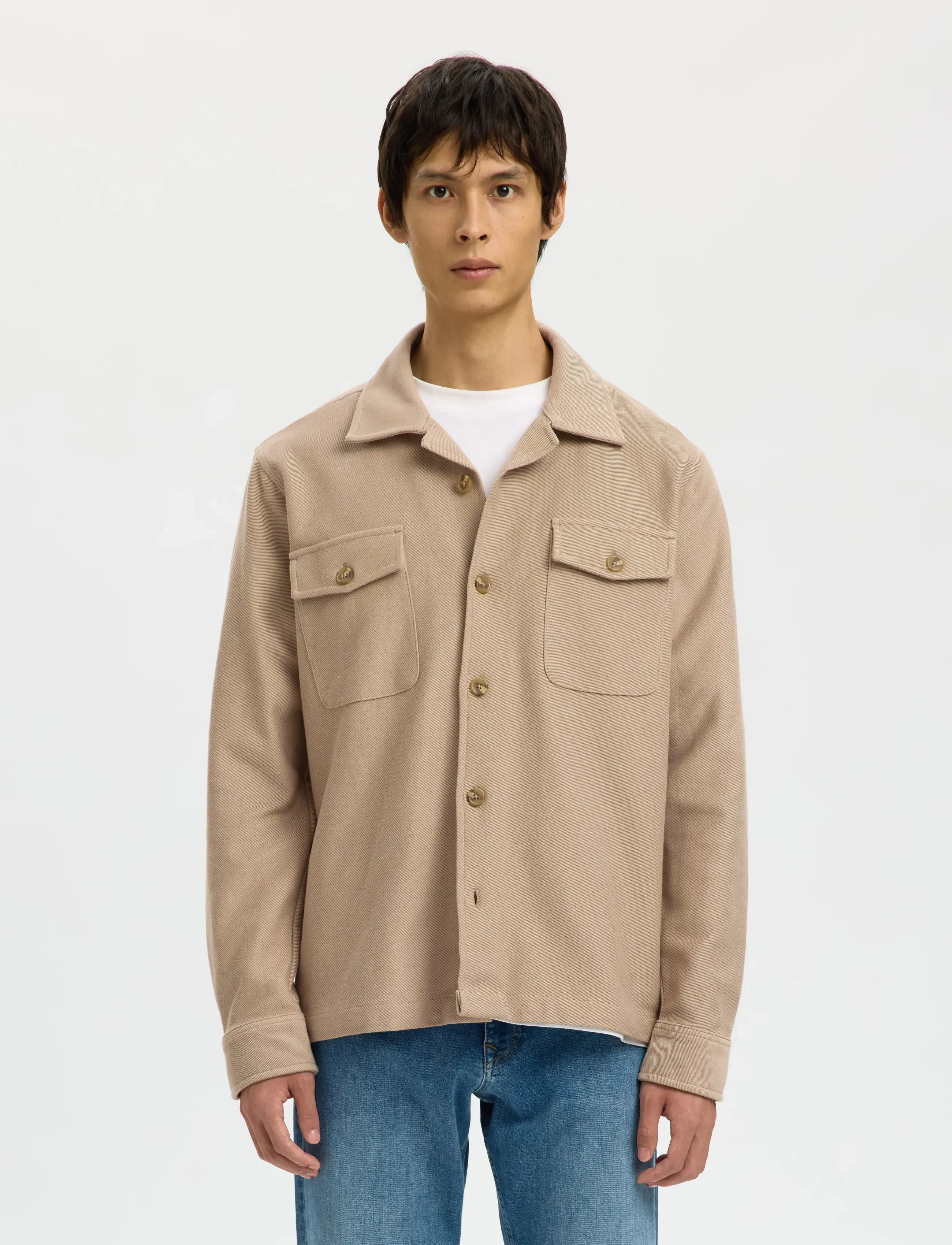 Selected SLMOLIVER SWEAT OVERSHIRT NOOS - Kollektionen - SAVANNAH TAN / beige
