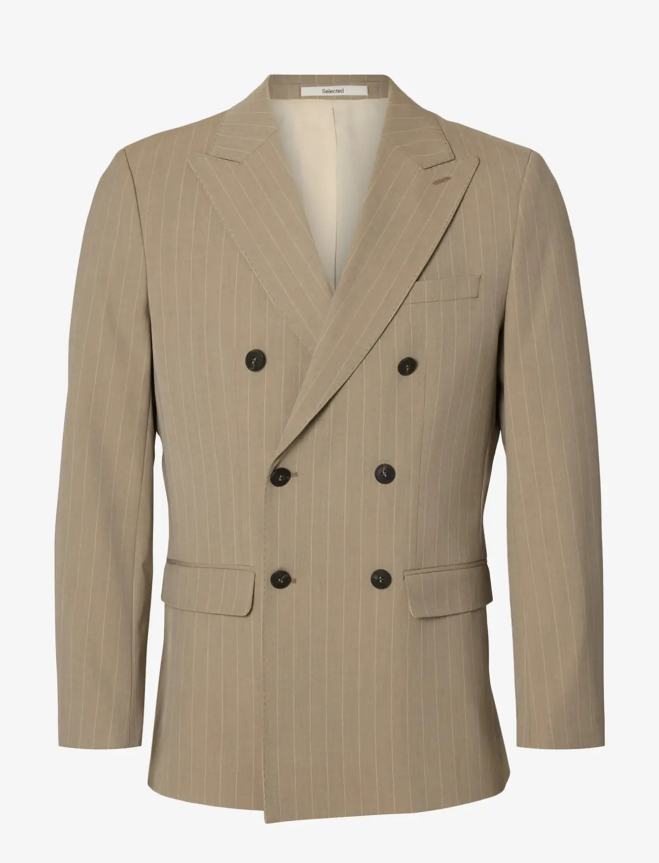 Selected - SLHSLIM-LIAM PINSTRIPED DB BLZ FLEX NOOS - double breasted blazers - sand - 1