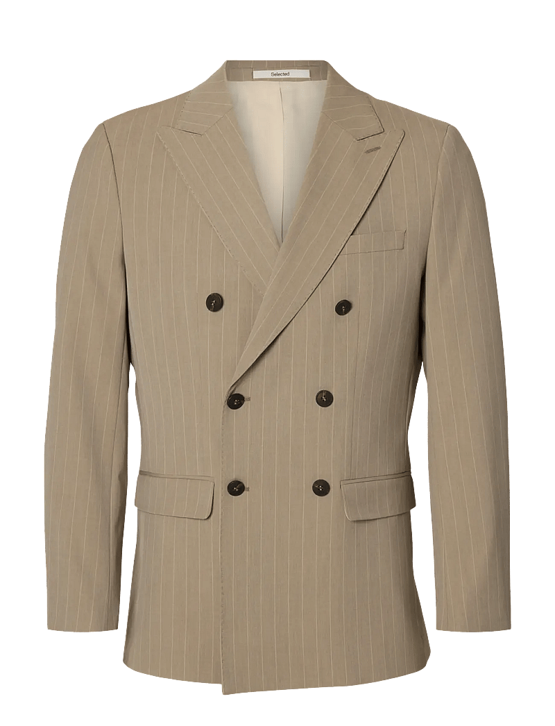 Selected - SLHSLIM-LIAM PINSTRIPED DB BLZ FLEX NOOS - double breasted blazers - sand - 1