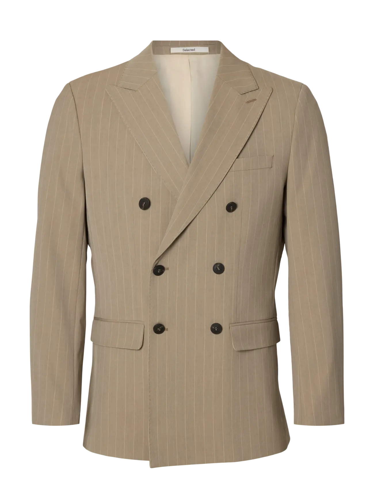 Selected SLHSLIM-LIAM PINSTRIPED DB BLZ FLEX NOOS - Deals - SAND / beige