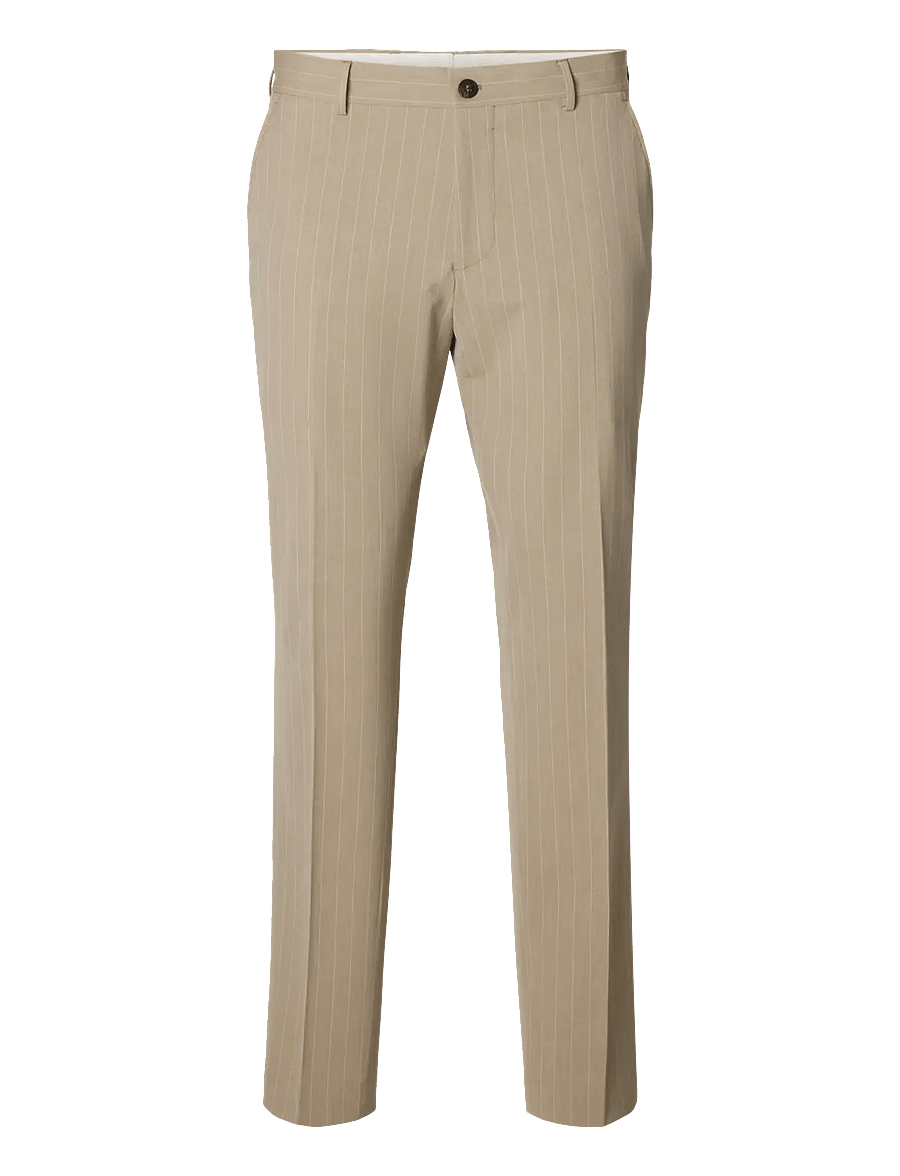 Selected - SLHSLIM-LIAM PINSTRIPED TRS FLEX NOOS - anzugshosen - sand - 1