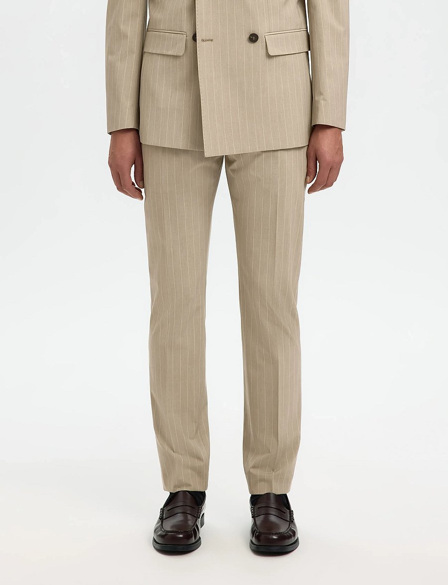 Selected - SLHSLIM-LIAM PINSTRIPED TRS FLEX NOOS - anzugshosen - sand - 0