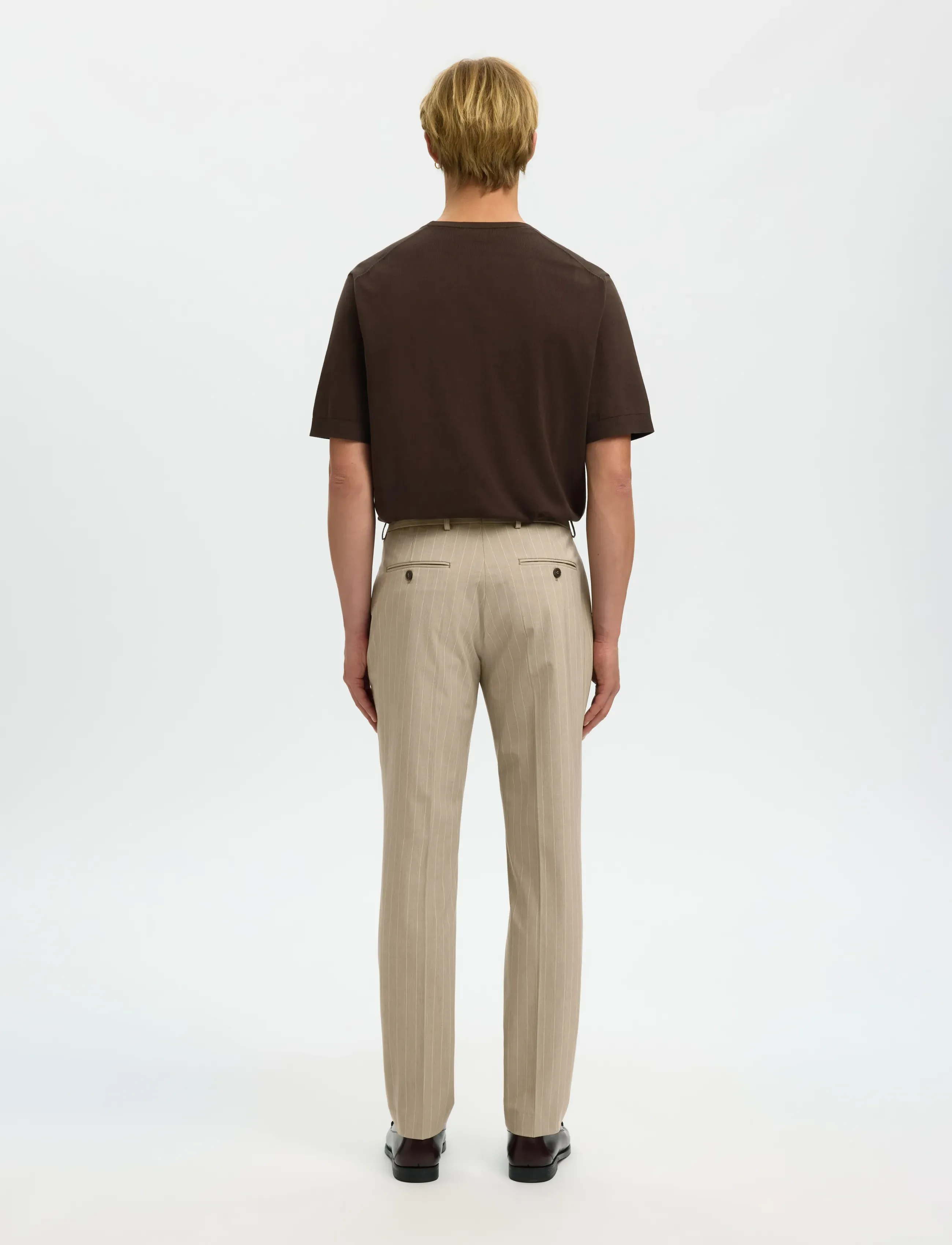 Selected - SLHSLIM-LIAM PINSTRIPED TRS FLEX NOOS - Ülikonnapüksid - sand - 2