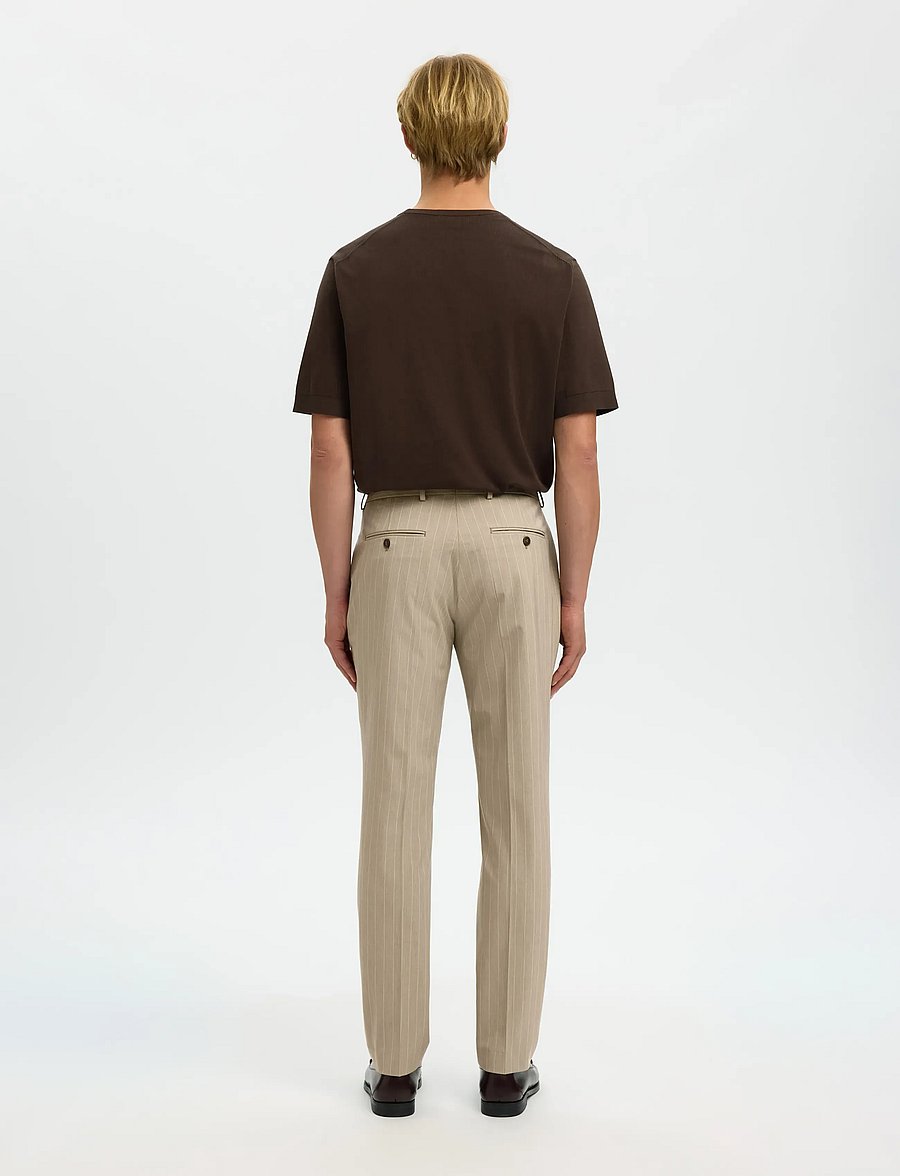 Selected - SLHSLIM-LIAM PINSTRIPED TRS FLEX NOOS - anzugshosen - sand - 2