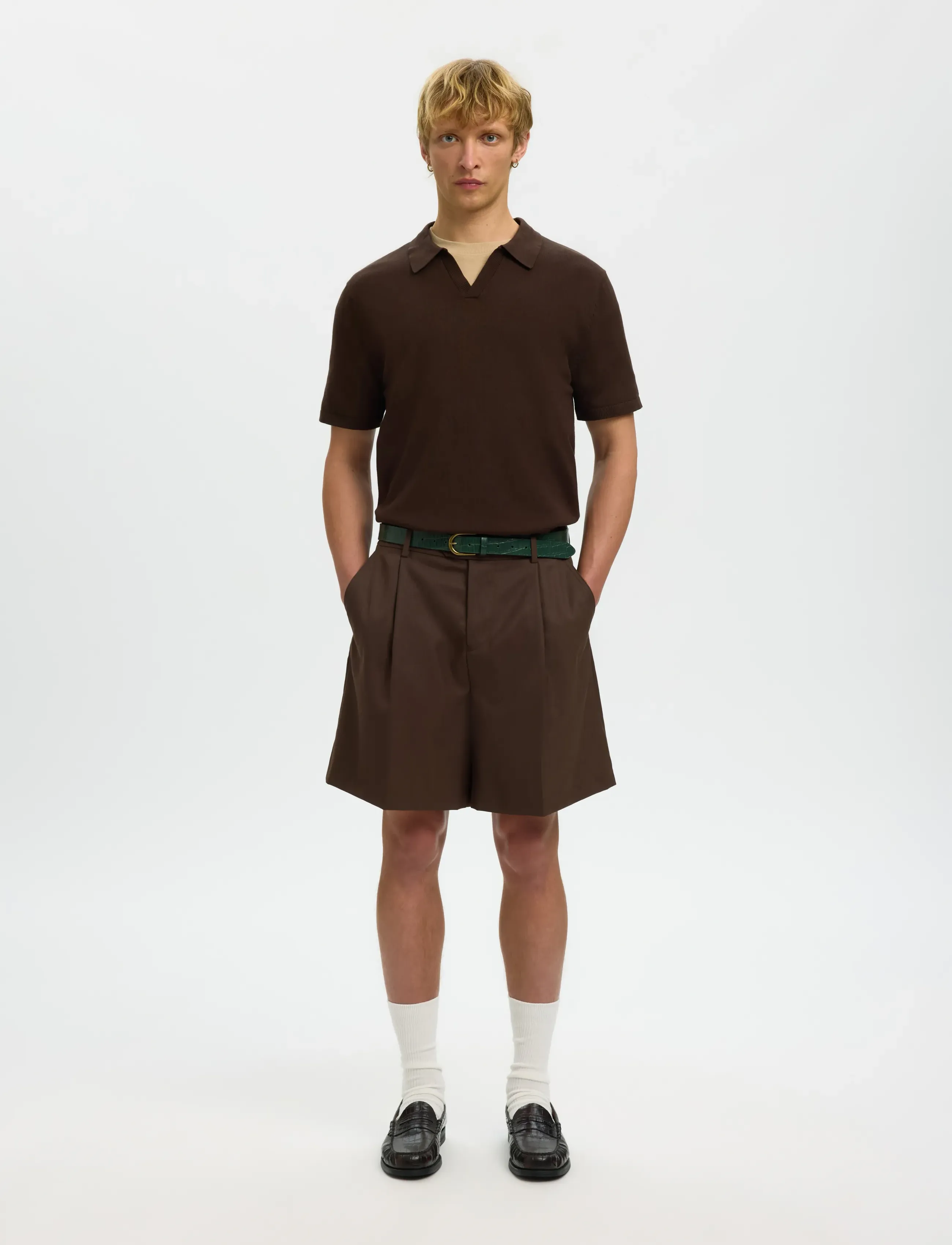 Selected - SLHLOOSE-OTTO LEO WOOL BLND SHORTS - chinos shorts - delicioso - 5