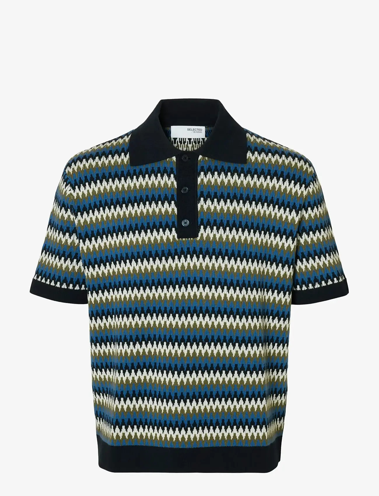 Selected - SLHCRAN DESIGN SS KNIT RELAXED POLO - sky captain - 1