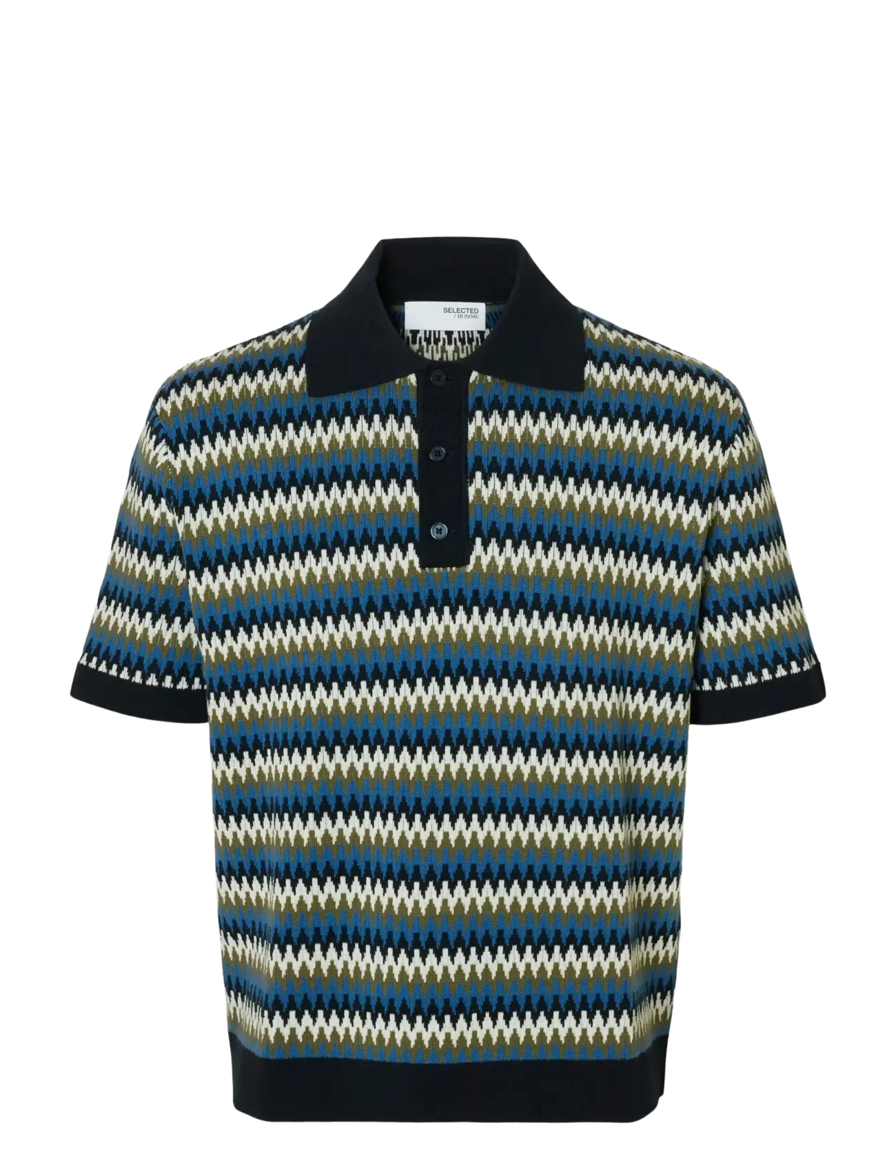 Selected - SLHCRAN DESIGN SS KNIT RELAXED POLO - sky captain - 1