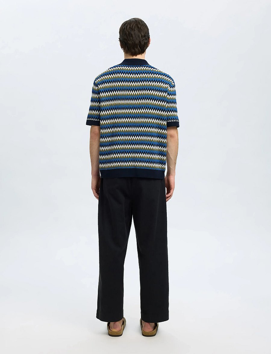 Selected - SLHCRAN DESIGN SS KNIT RELAXED POLO - sky captain - 2