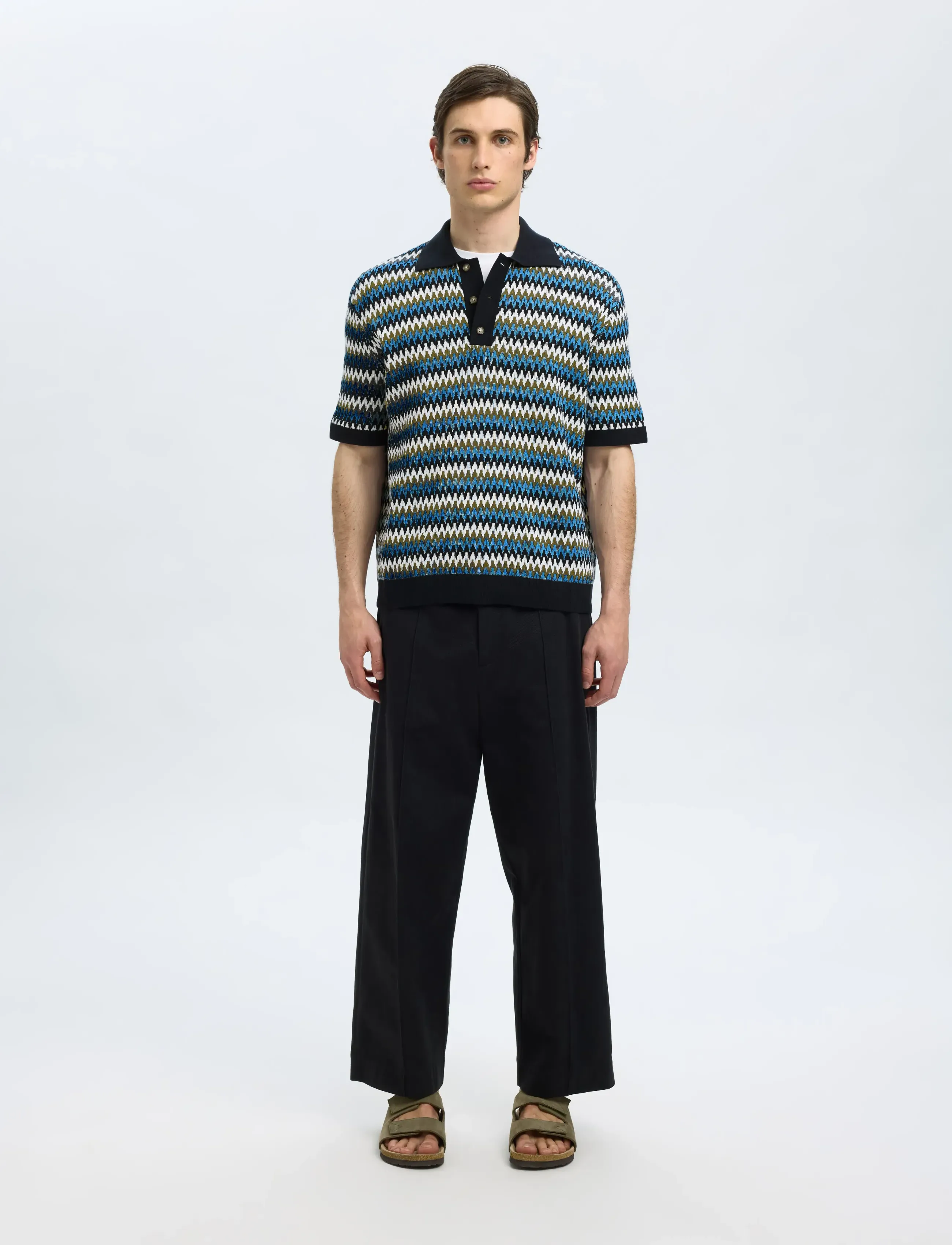 Selected - SLHCRAN DESIGN SS KNIT RELAXED POLO - sky captain - 3
