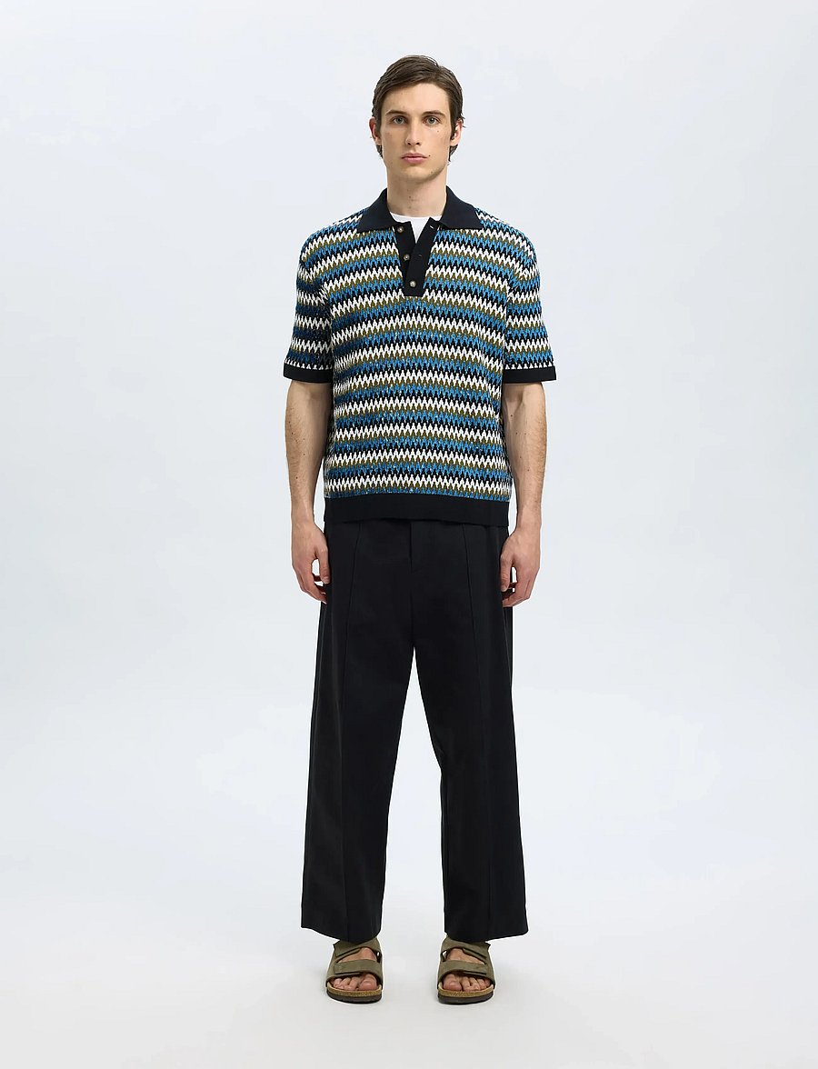 Selected - SLHCRAN DESIGN SS KNIT RELAXED POLO - sky captain - 3