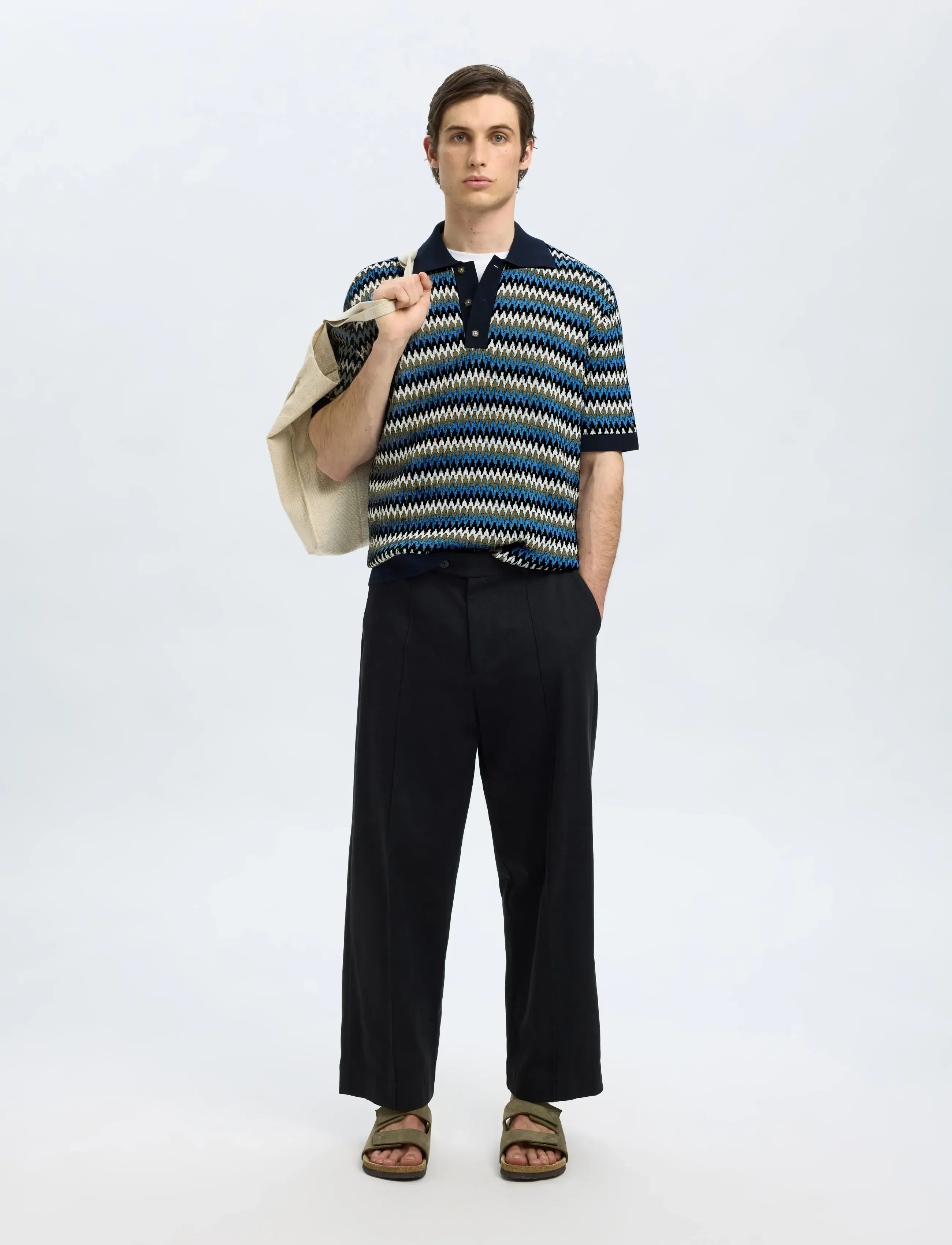 Selected - SLHCRAN DESIGN SS KNIT RELAXED POLO - sky captain - 5
