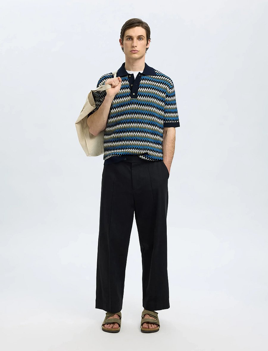 Selected - SLHCRAN DESIGN SS KNIT RELAXED POLO - sky captain - 5