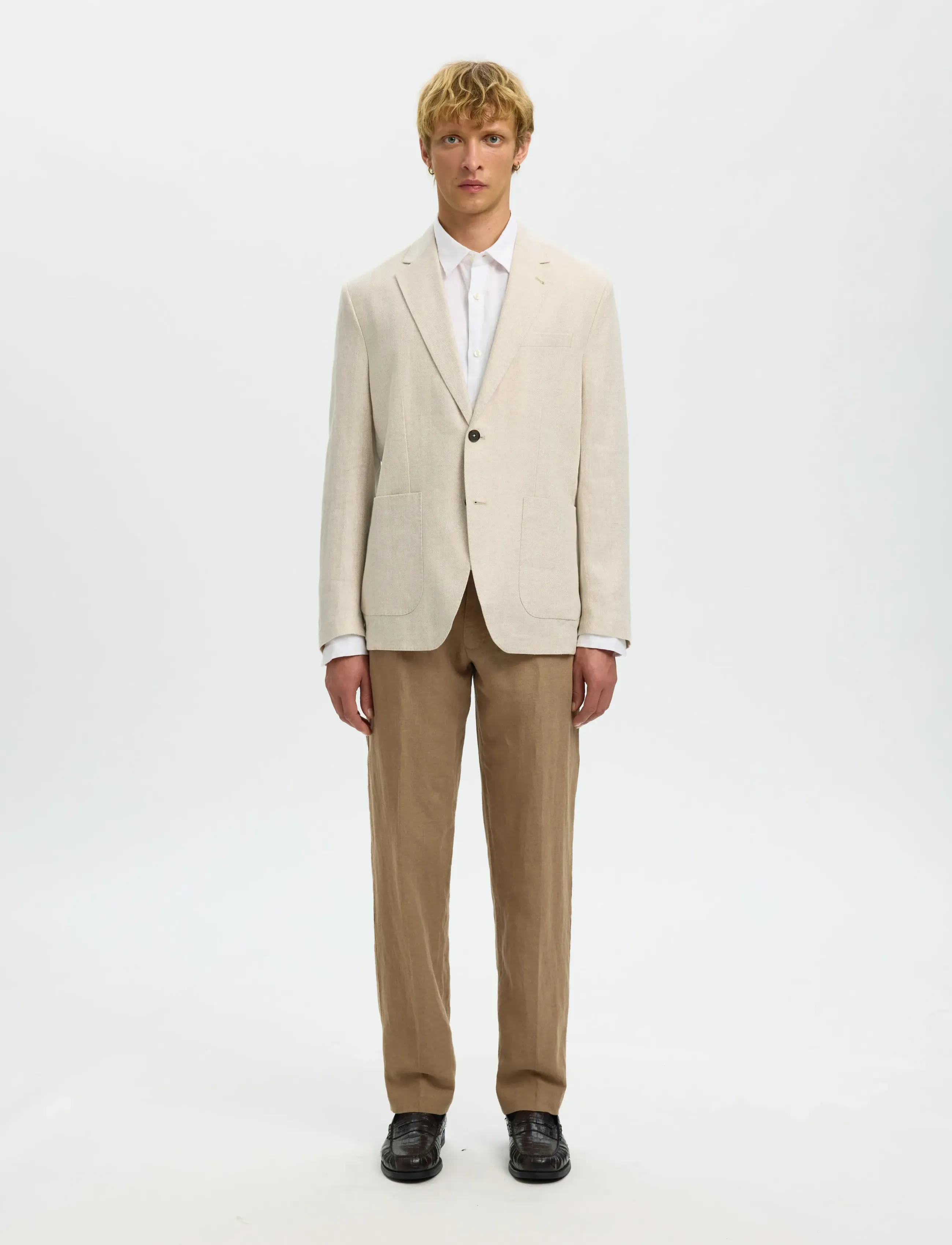 Selected - SLMREG-CHARLES LINEN BLZ NOOS - enkeltradede blazere - oatmeal - 3