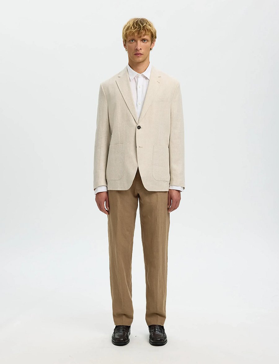 Selected - SLMREG-CHARLES LINEN BLZ NOOS - enkeltradede blazere - oatmeal - 3
