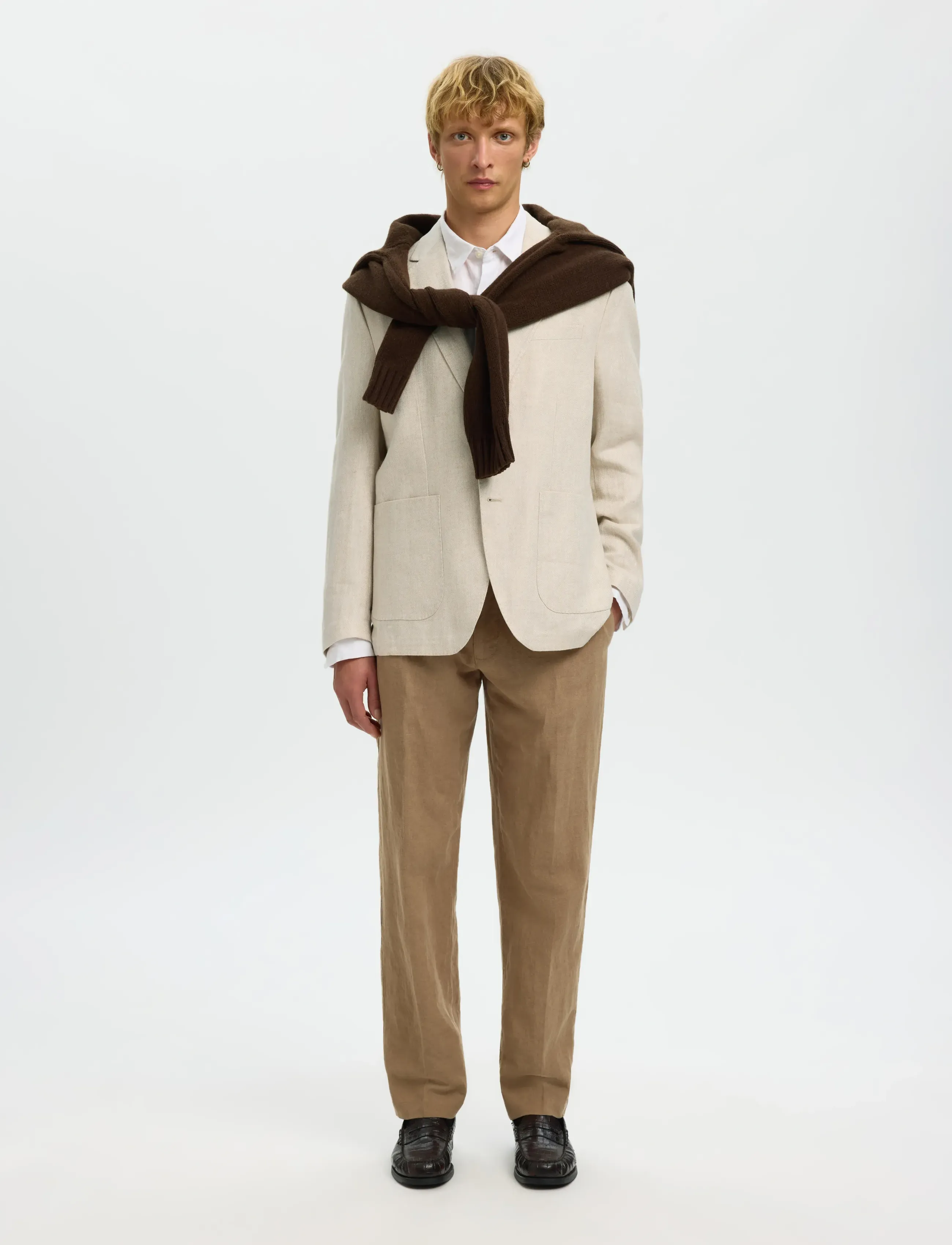 Selected - SLMREG-CHARLES LINEN BLZ NOOS - enkeltradede blazere - oatmeal - 4