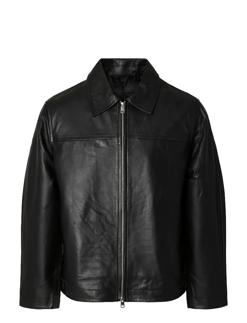 Selected - SLHLUCAS LEATHER BLOUSON NOOS - efterårsjakker - black - 1