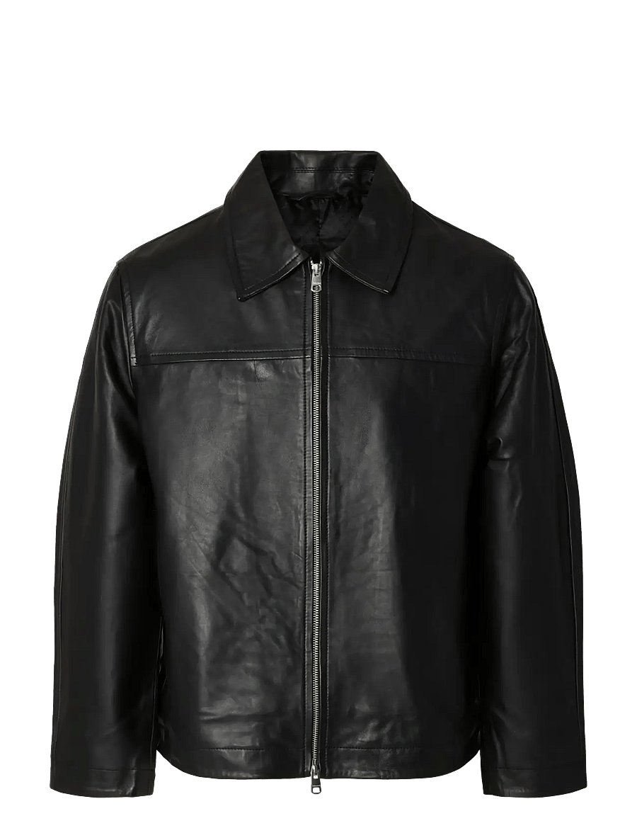 Selected - SLHLUCAS LEATHER BLOUSON NOOS - frühlingsjacken - black - 1