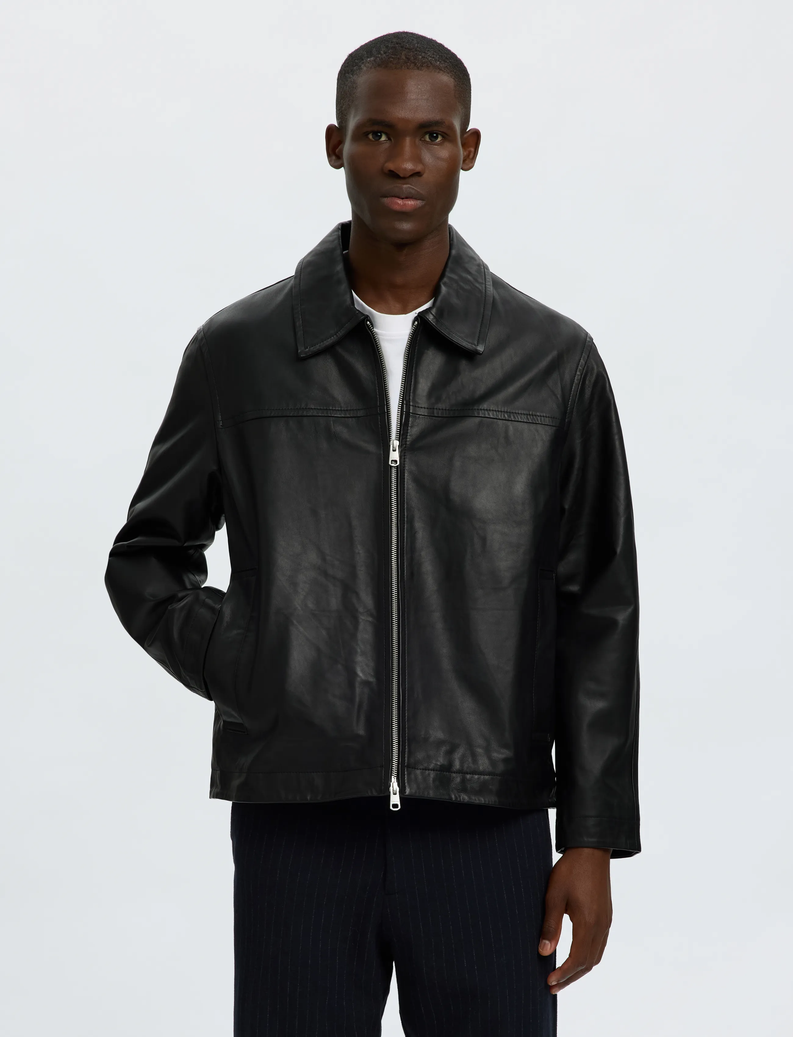 Selected SLMLUCAS LEATHER BLOUSON #S - Kleidung - BLACK / black