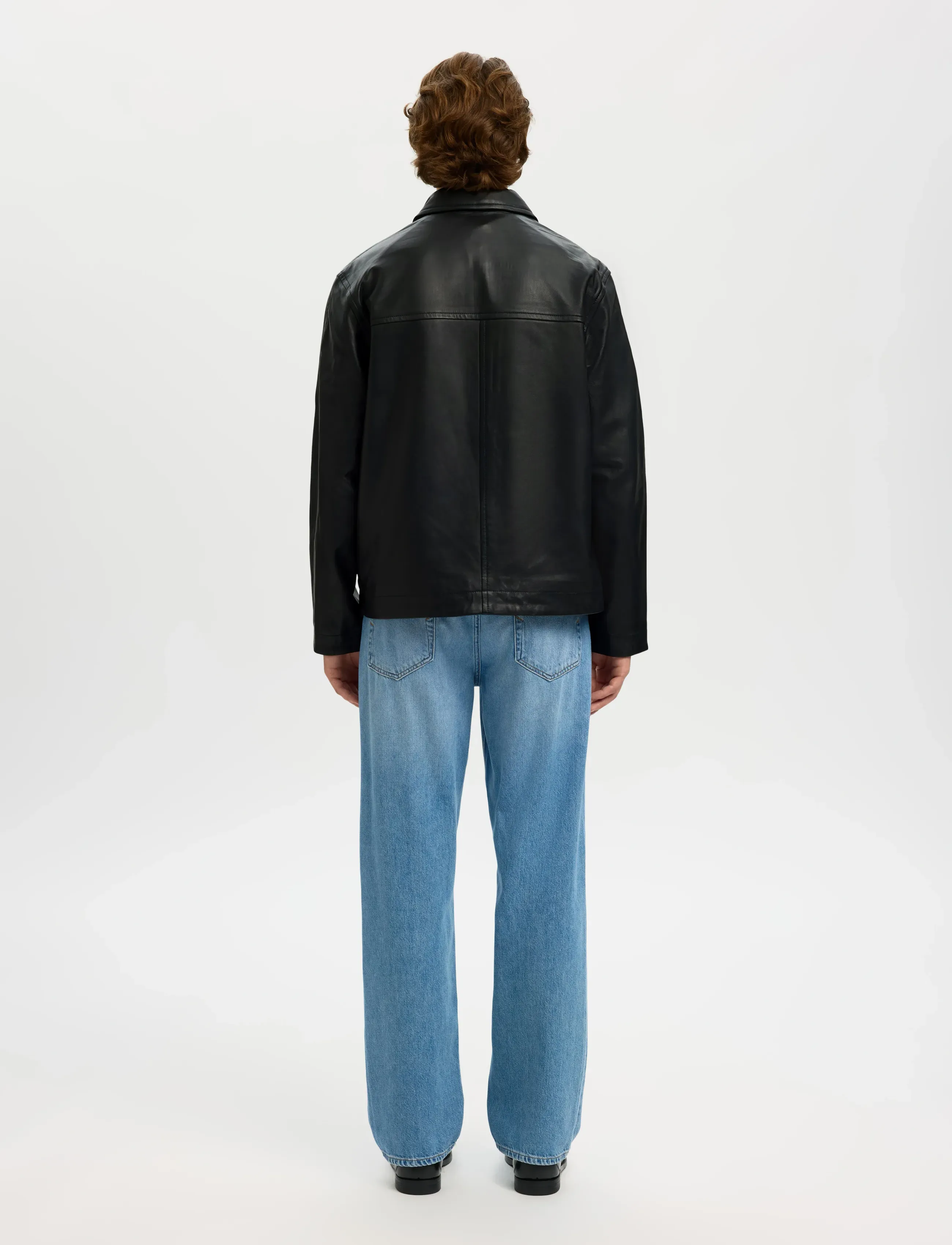 Selected - SLHLUCAS LEATHER BLOUSON NOOS - kevadjoped - black - 2