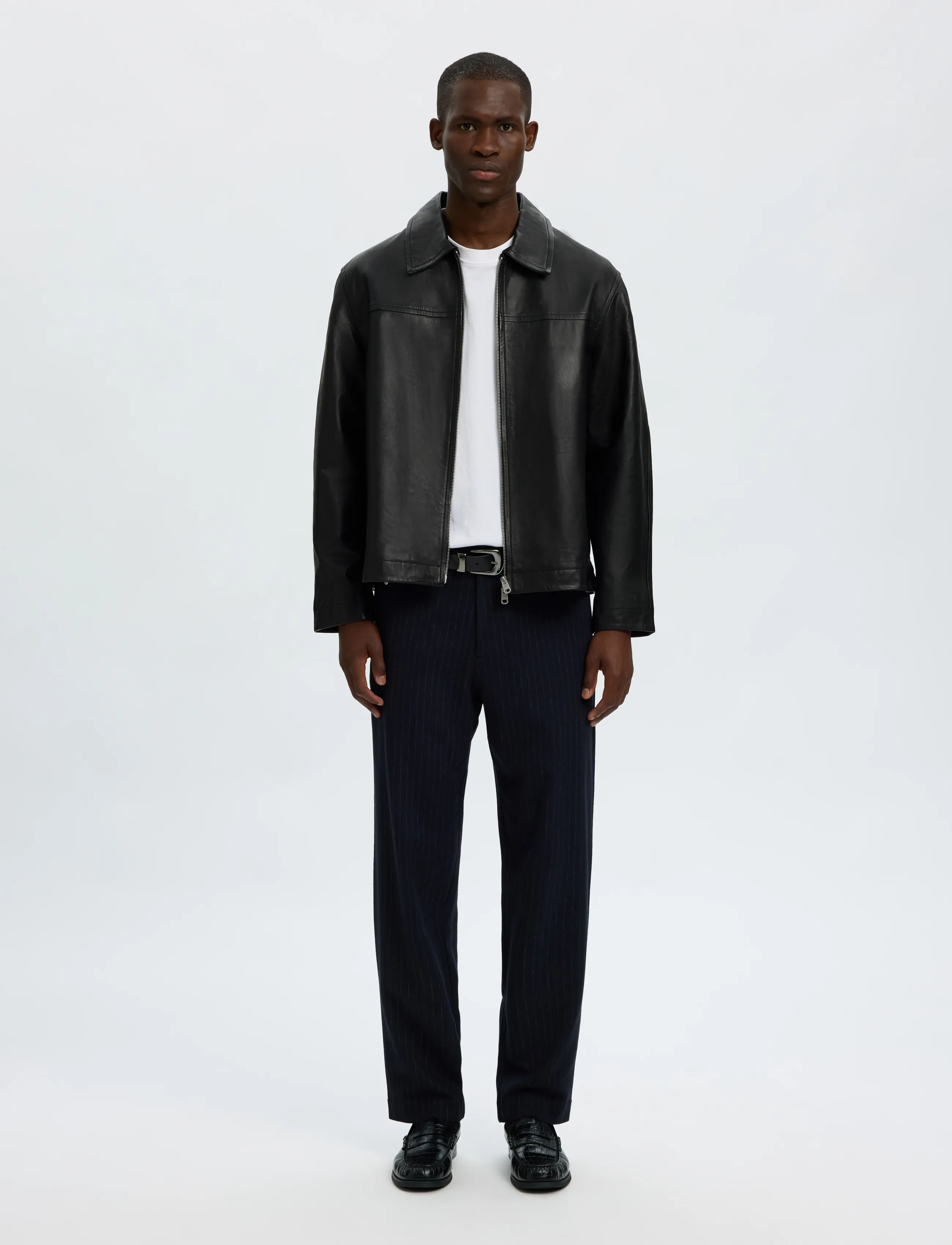 Selected - SLMLUCAS LEATHER BLOUSON #S - spring jackets - black - 3