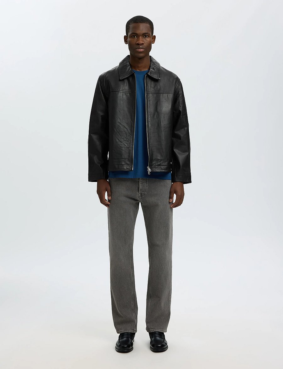 Selected - SLMLUCAS LEATHER BLOUSON #S - black - 3