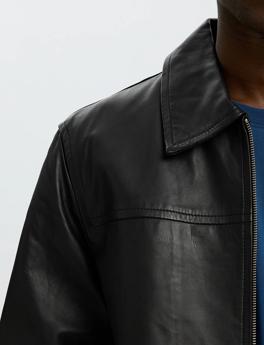 Selected - SLMLUCAS LEATHER BLOUSON #S - black - 4