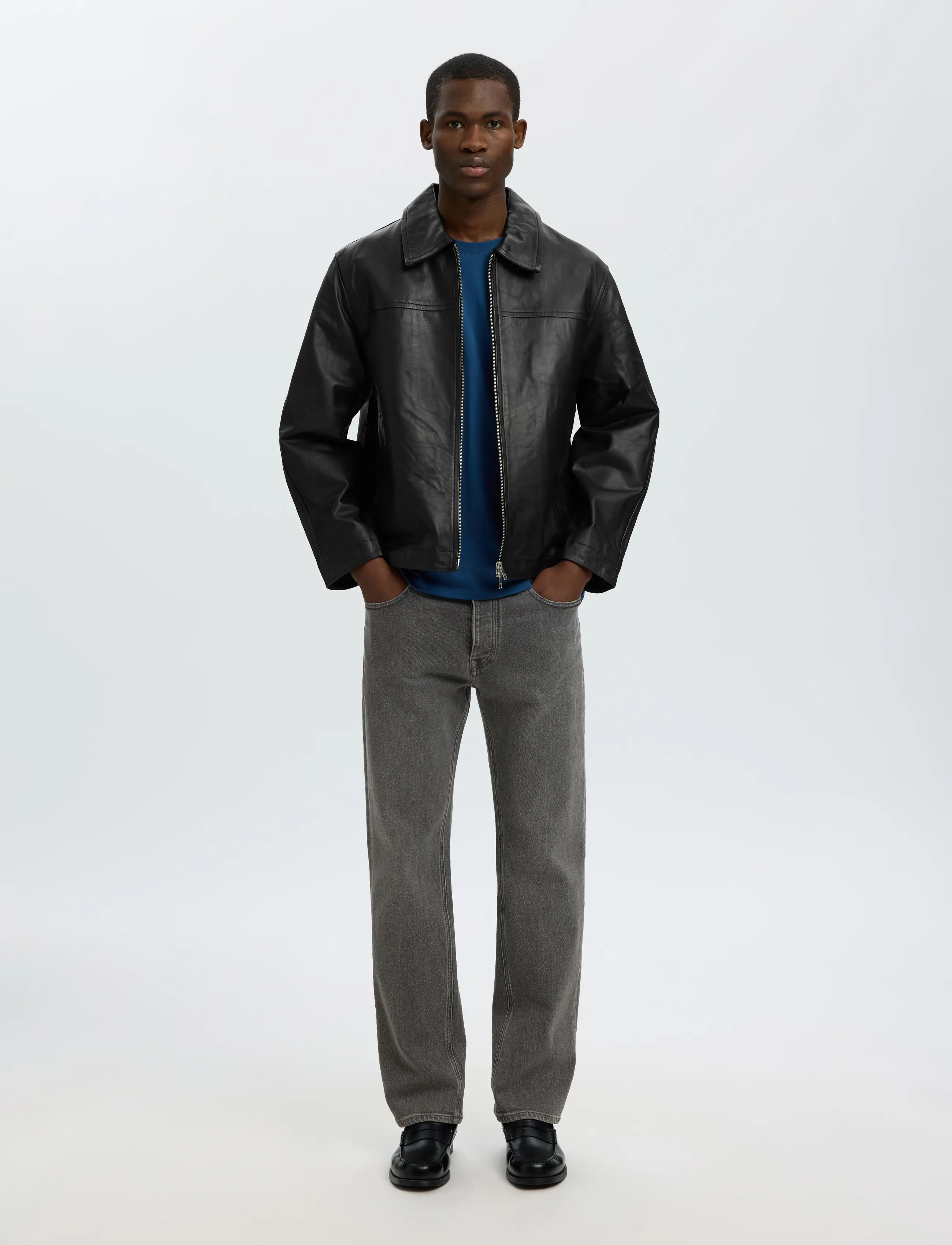 Selected - SLMLUCAS LEATHER BLOUSON #S - black - 5