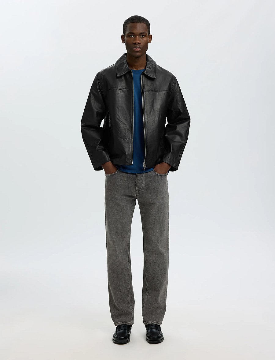 Selected - SLMLUCAS LEATHER BLOUSON #S - black - 5